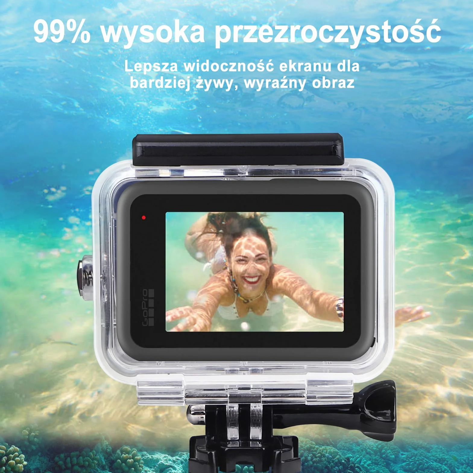 REDTRON Wodoodporna obudowa do GoPro 9 10 11 12 13, obudowa ochronna do nurkowania 60M do kamery akcji Gopro 9 10 11 12 13, podwodna wodoodporna obudowa ochronna z mocowaniem do szybkiego zwalniania