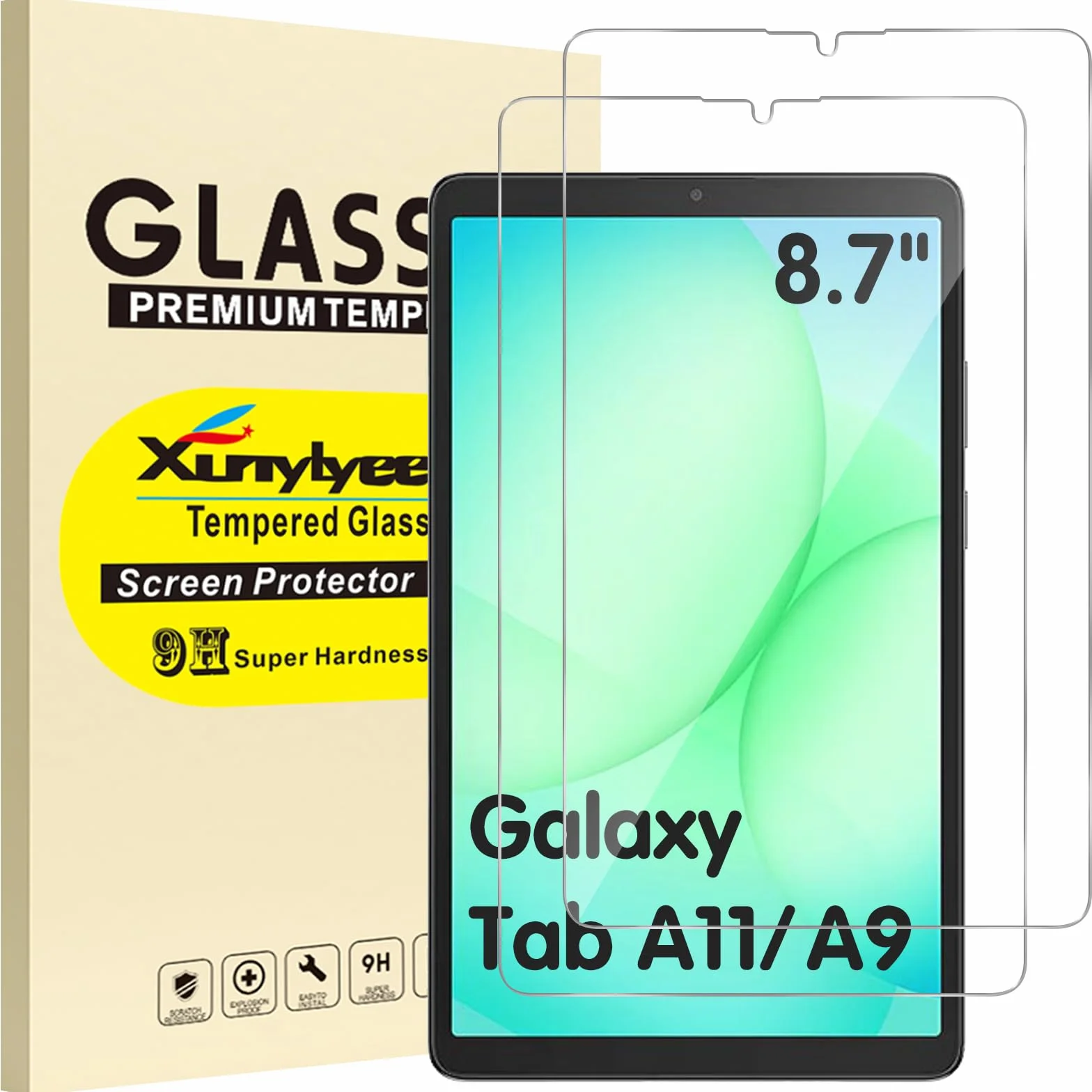 Xunylyeee 2-Pak Ochraniacz Ekranu dla Samsung Galaxy Tab A9 A11 8.7 Cali SM-X110 SM-X115 SM-X133 SM-X135 Szkło Hartowanego