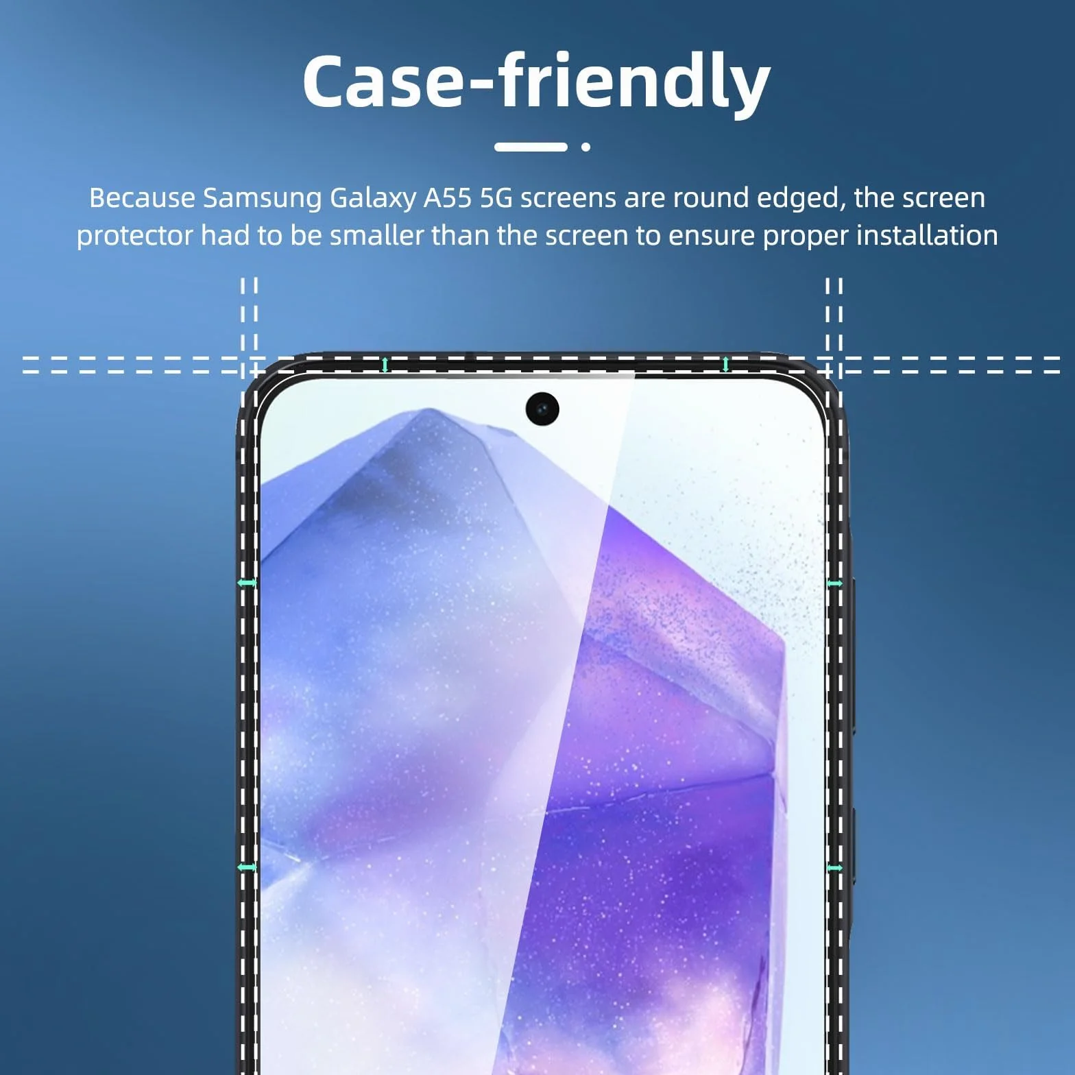 NEW'C 3 sztuki Szkło dla Samsung Galaxy A55 5G Hartowane i Folia Ochronna Ochraniacz Ekranu - Bez pęcherzyków powietrza, odporność na zarysowania