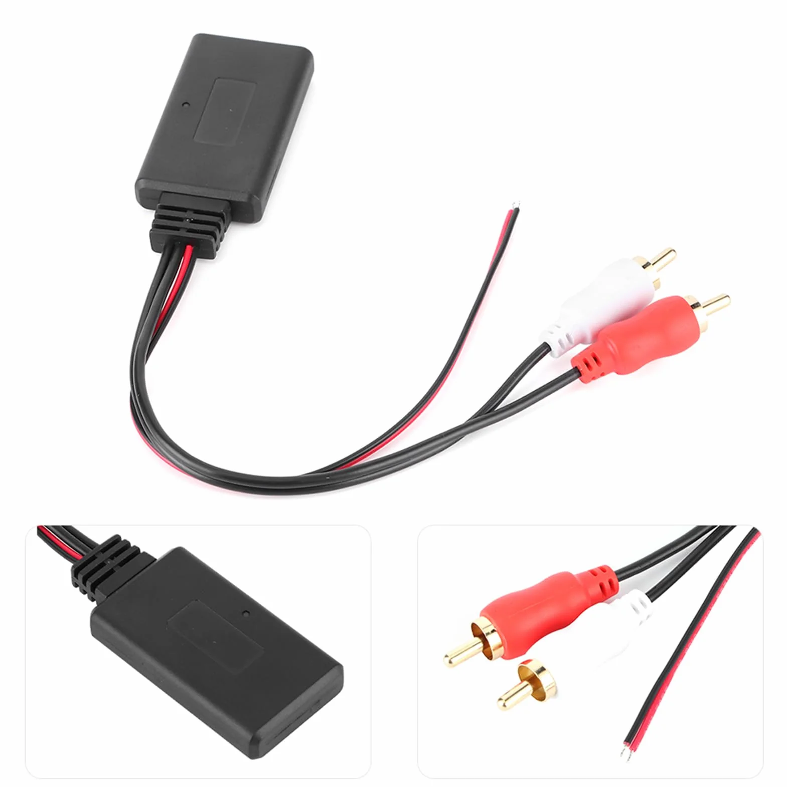 Moduł Odbiornika Bluetooth z Adapterem AUX-IN, 2 Kable Pomocnicze, Złącze Radia Samochodowego do Sprzętu Audio