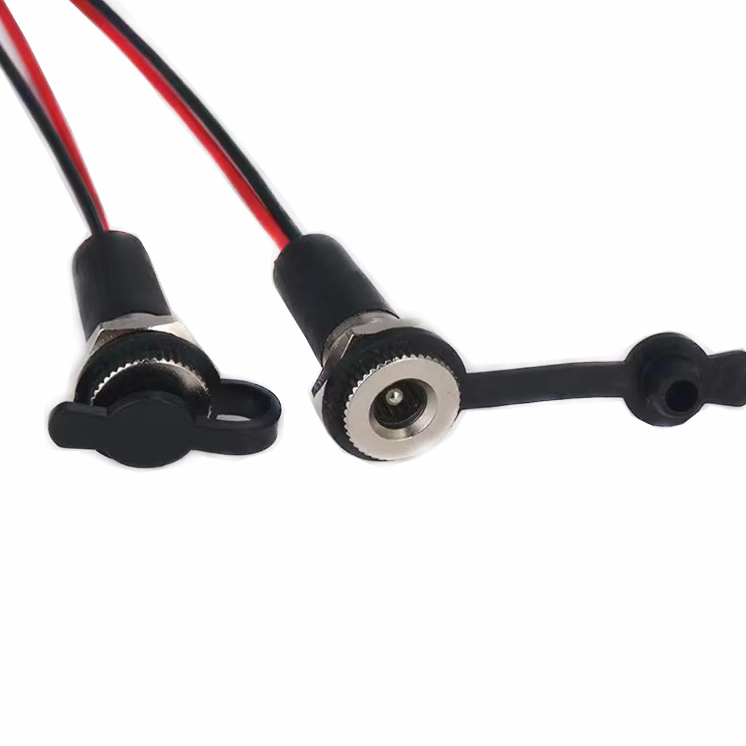 RUNCCI-YUN 5-pak 5,5 x 2,5 mm 10 A gniazdo zasilania DC, gniazdo baryłkowe 12 V DC, mocowanie panelowe, adapter złącza żeńskiego z wodoodporną osłoną