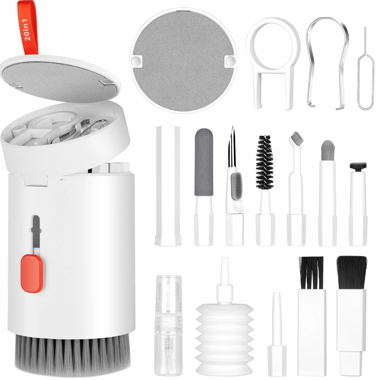 Zestaw do czyszczenia klawiatury 20 w 1, zestaw do czyszczenia słuchawek AirPods ze szczotką i sprayem, do czyszczenia klawiatury, laptopa, telefonu komórkowego, monitora PC, aparatu (biały)