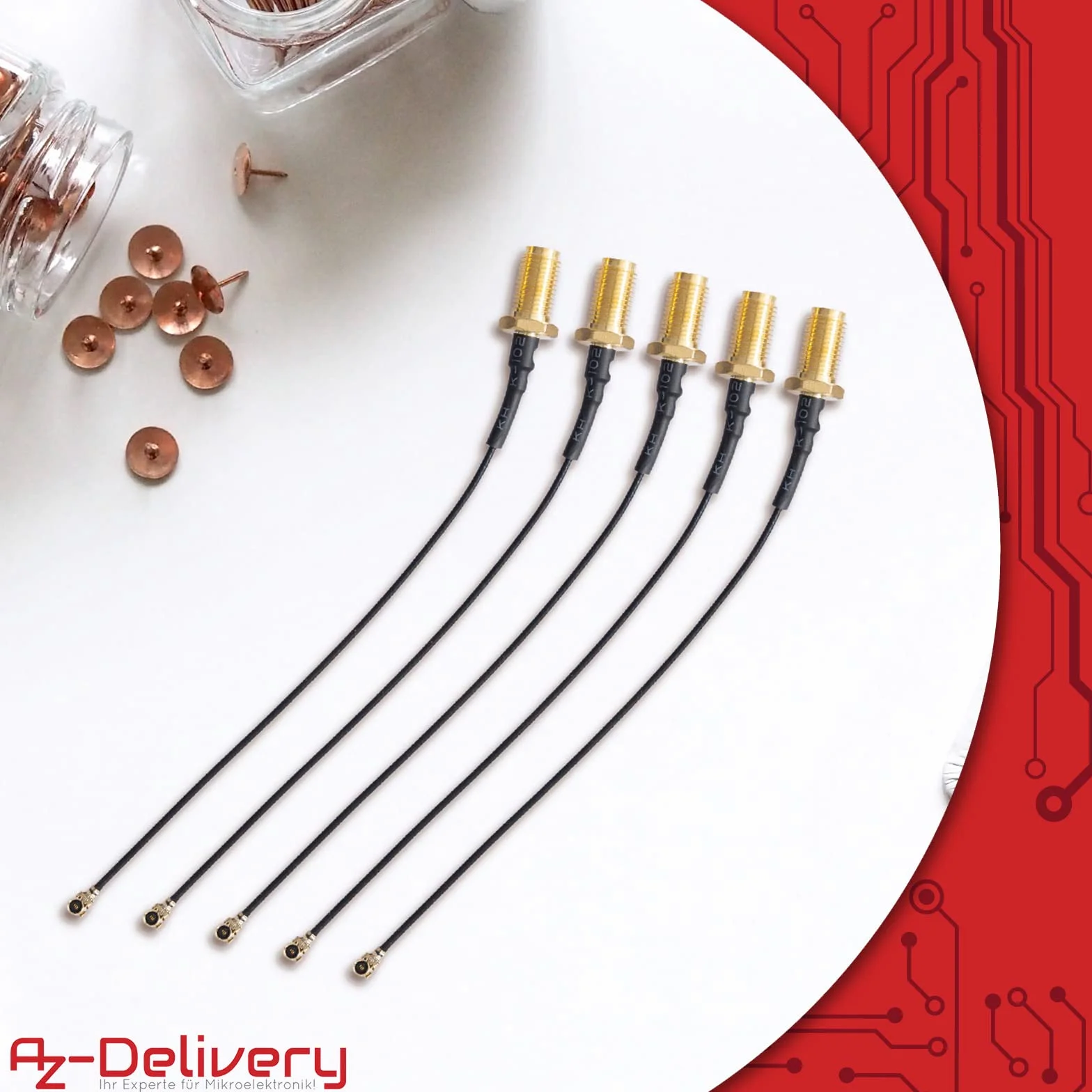 AZDelivery 5x IPEX do SMA Pigtail kabel koncentryczny, gniazdo SMA do UFL/u.FL/IPX/IPEX, RF adapter koncentryczny kabel Pigtail