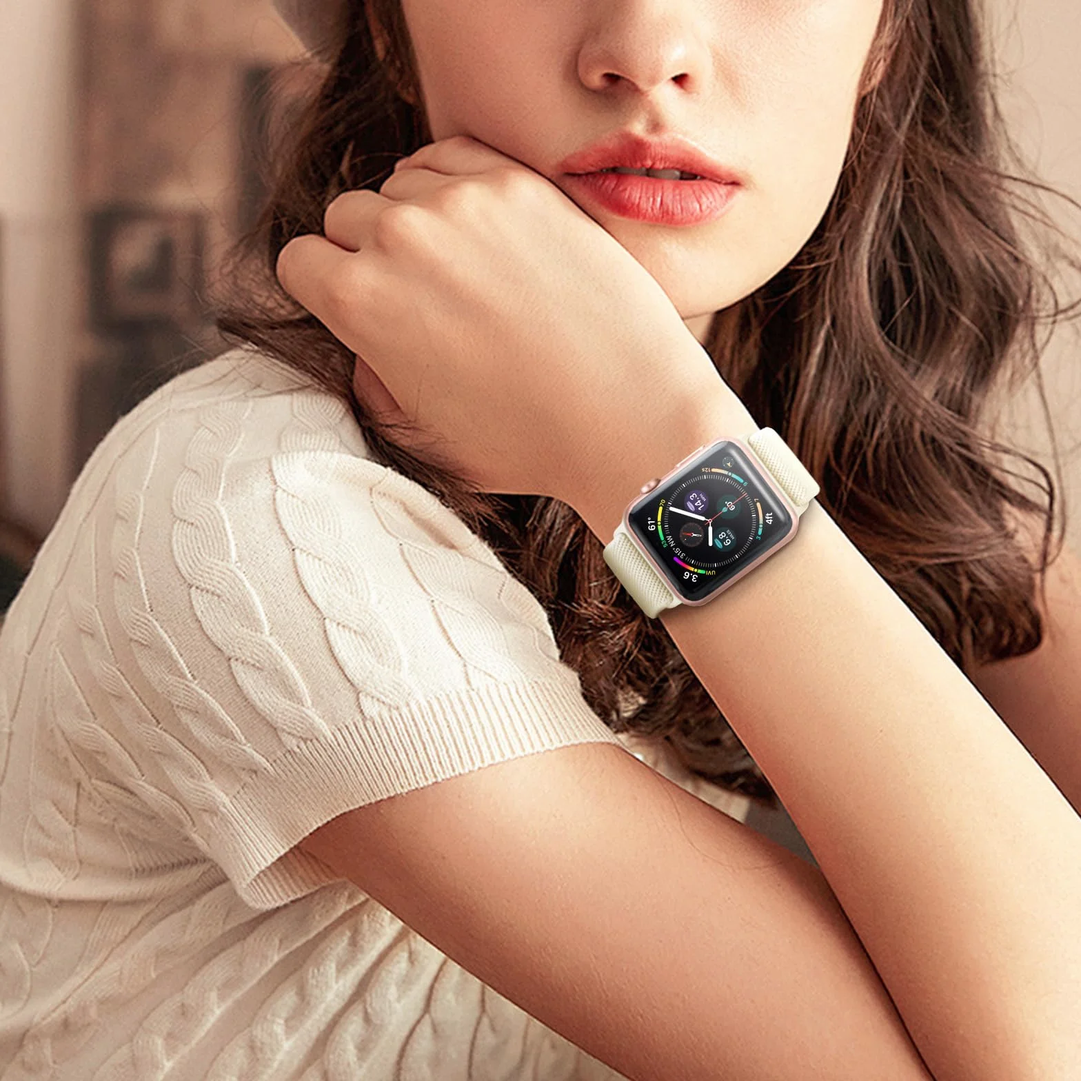 AMSKY Elastyczne nylonowe paski kompatybilne Apple Watch 40 44 45 41 42 38 49 mm iWatch Series 9 8 7 6 5 4 3 2 1 Se Ultra