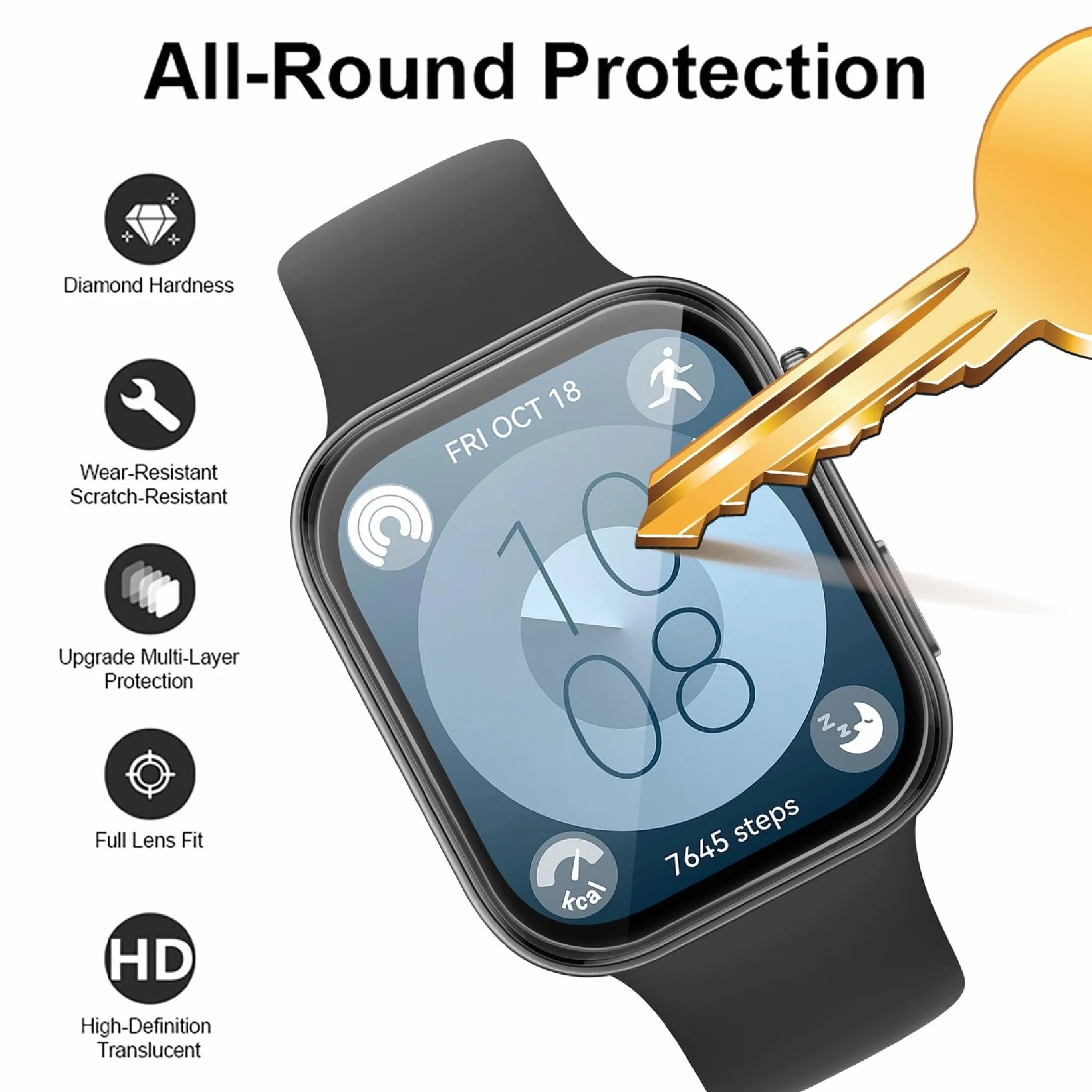 GIOPUEY Ochraniacz ekranu do Huawei Watch Fit 3/Fit 4, [6 opakowań] elastyczna folia ochronna na ekran TPU, odporna na pęcherzyki powietrza, odporna na zużycie, przezroczysta