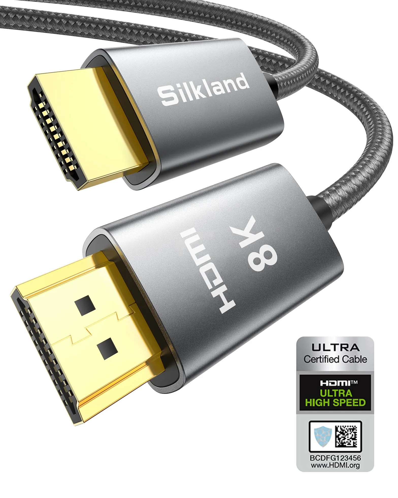 Silkland Kabel HDMI 2.1 2M 8K 48Gbps Certyfikowany eARC HDR10 Dolby Atmos