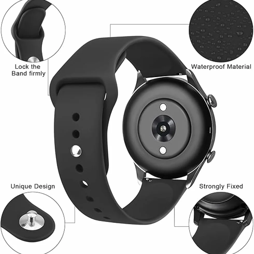 Bransoletka Pasek Silikon do Garmin Vivomove 4S,Vivoactive 3S,Venu 4 41mm/3S/2S, 18mm Sport Paski Pasek do Zegarka do Huawei Watch 5 42mm/GT 6/5/4 41mm