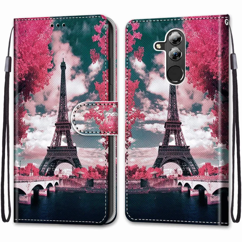 Etui do Huawei Mate 20 Lite, Etui ze skóry PU Magnes Portfel Kolorowy Design Etui z klapką Portfel [Kreatywnie malowane] Etui do Huawei Mate 20 Lite (Wieża Eiffla)