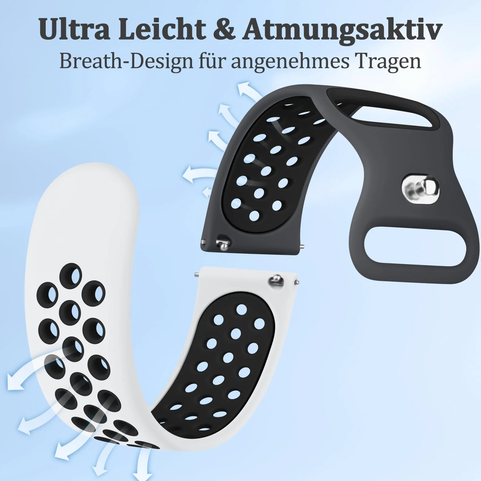 Vancle Pasek do zegarka 22 mm dla mężczyzn i kobiet, wodoszczelny, silikonowy pasek 22 mm, akcesoria do smartwatcha, dwukolorowe, oddychające bransoletki dla mężczyzn i kobiet
