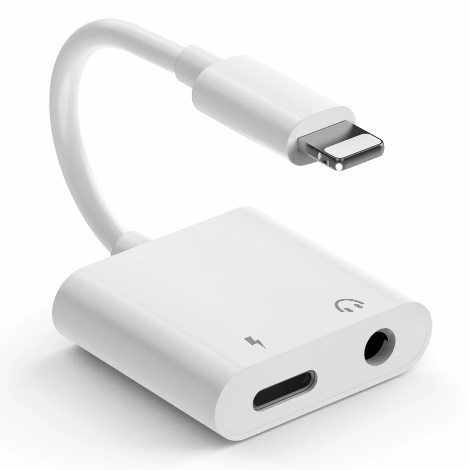 Oliveria Adapter Lightning na jack 【Certyfikat MFi】 dla iPhone, słuchawki, adapter AUX i kabel audio 3,5 mm, konwerter gniazda słuchawkowego 3,5 mm, kompatybilny z iPhone 14/13/12/11/X/XS/XR/8/7