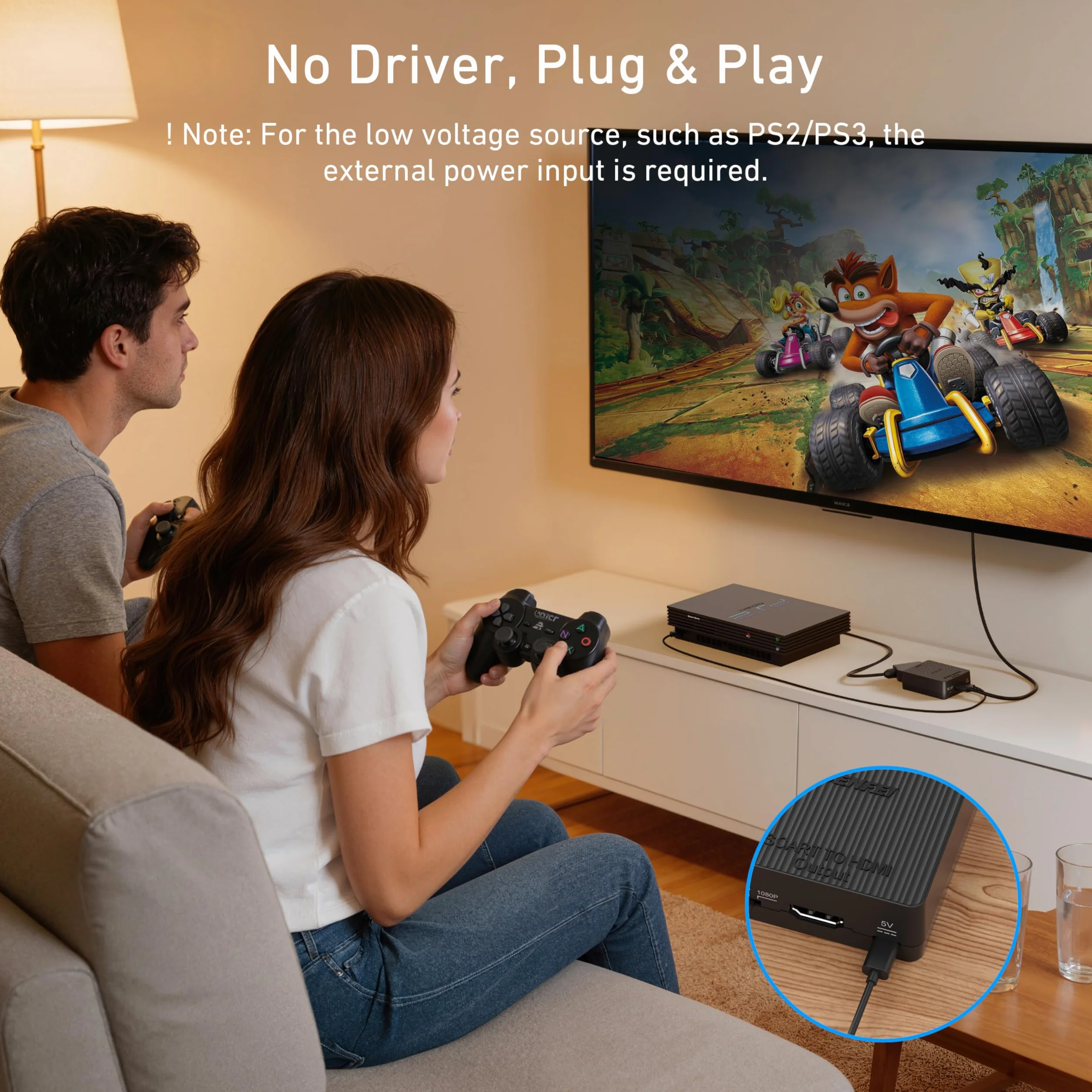 BENFEI Adapter SCART na HDMI, SCART Composite AV/S-Video na HDMI Kompatybilny z PAL/NTSC