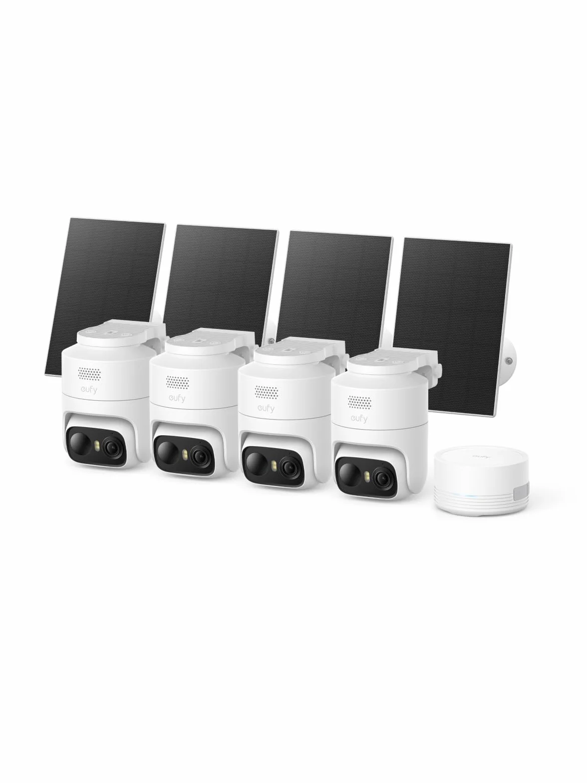 eufy Security eufyCam C37 4-Camera Set, Wireless 2K Outdoor Security Cameras with 360° AI Tracking (Pan & Tilt), Solar Powered, HomeBase Mini, Face Recognition, Color Night Vision, No Subscription Fee