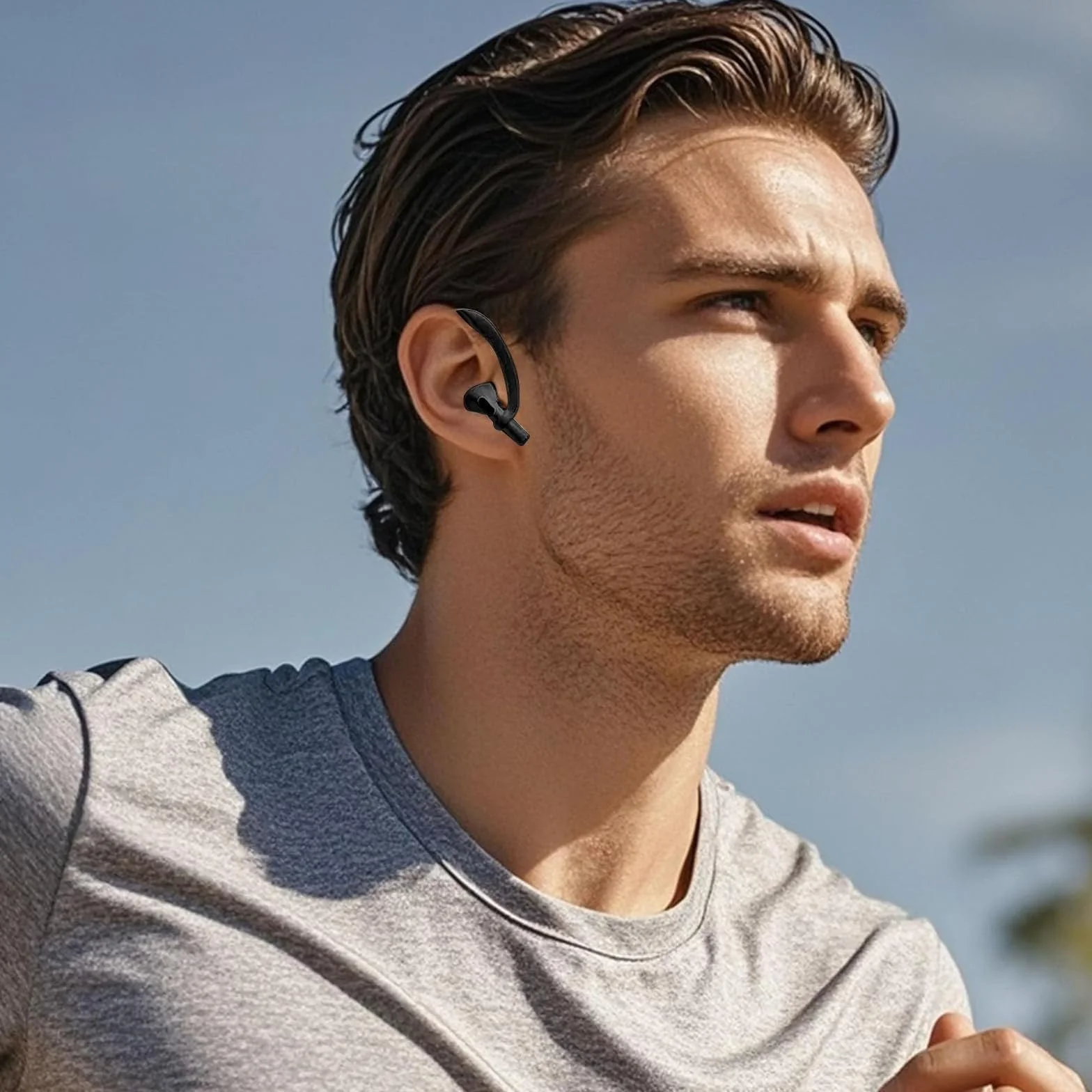1 para zaczepów na ucho do słuchawek Bluetooth, do słuchawek Airpods, Apple, akcesoria sportowe, zapobiegające zgubieniu, silikonowe zaczepy na ucho (czarne)