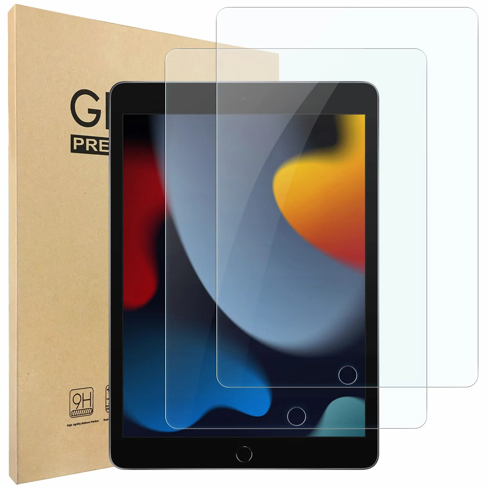 Hianjoo Folia ochronna kompatybilna z iPad 10,2 cala 9. generacji, 8. generacji, 7. generacji, 2 sztuki, ochrona wyświetlacza kompatybilna z iPad 10,2" (model 2021/2020/2019), odporna na zarysowania, bez pęcherzyków powietrza, twardość 9H