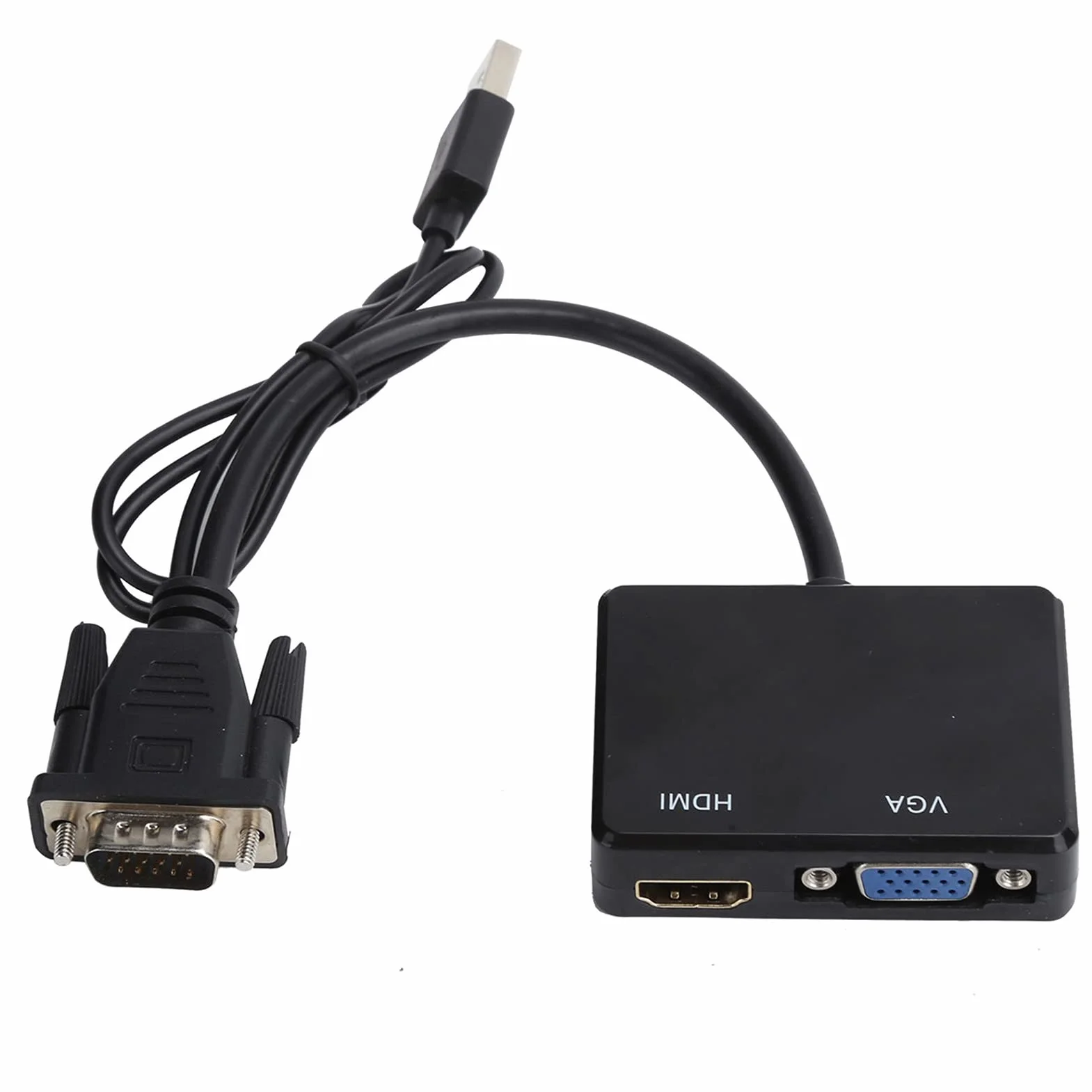 Kabel VGA na HDMI, Przejściówka z Dźwiękiem do Podłączenia Starego Komputera, Laptopa do Nowego Monitora, Wyświetlacza, Telewizora HD (Czarny)
