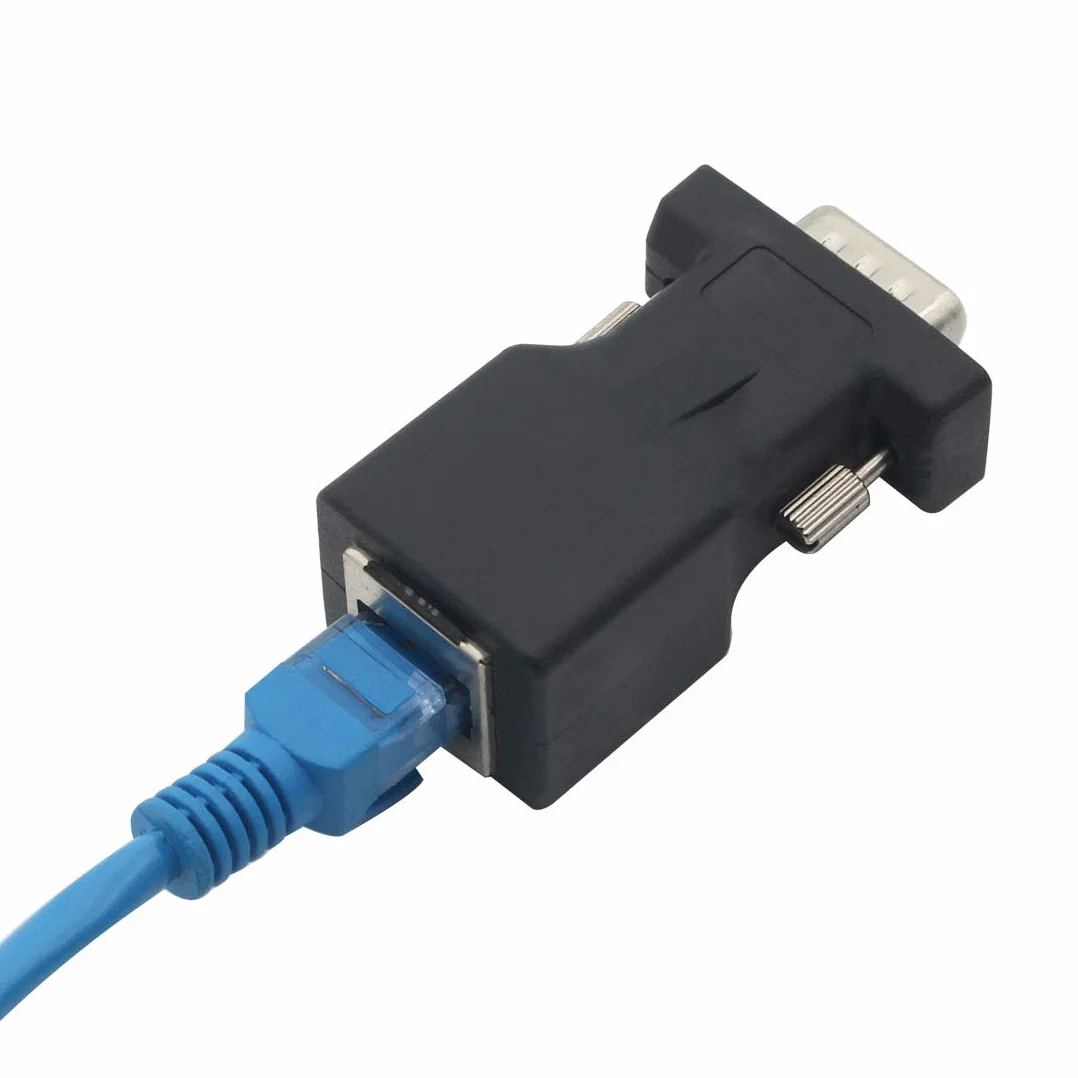 DB9 RS232 męski port do żeńskiego złącza RJ45 DB9 przedłużacz portu szeregowego do LAN CAT5 CAT6 RJ45 adapter kabla Ethernet