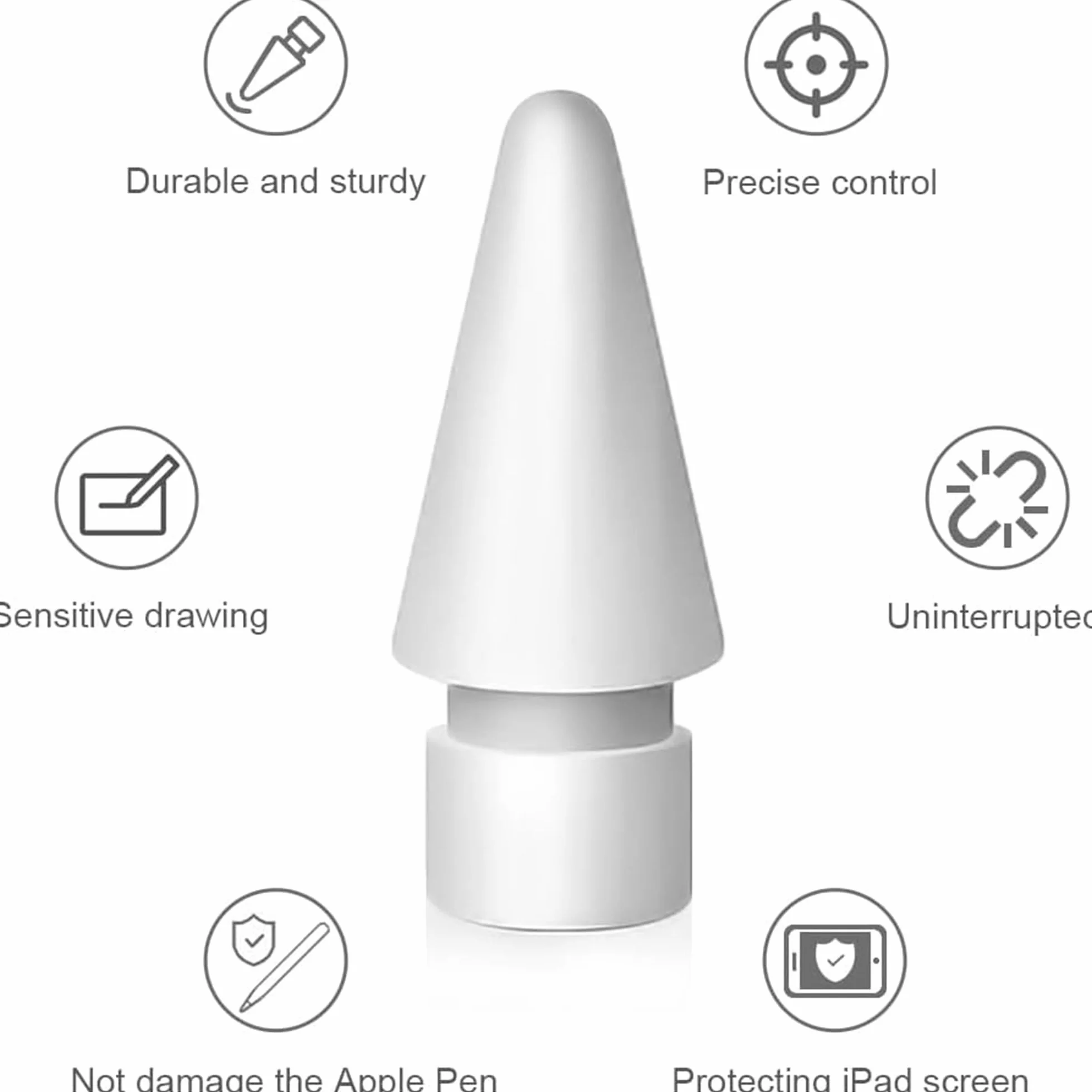 Końcówki wymienne do Apple Pencil, trwałe końcówki do Apple Pencil 1./2. generacji, z pudełkiem do przechowywania, 4 końcówki wymienne do Apple Pencil Tips
