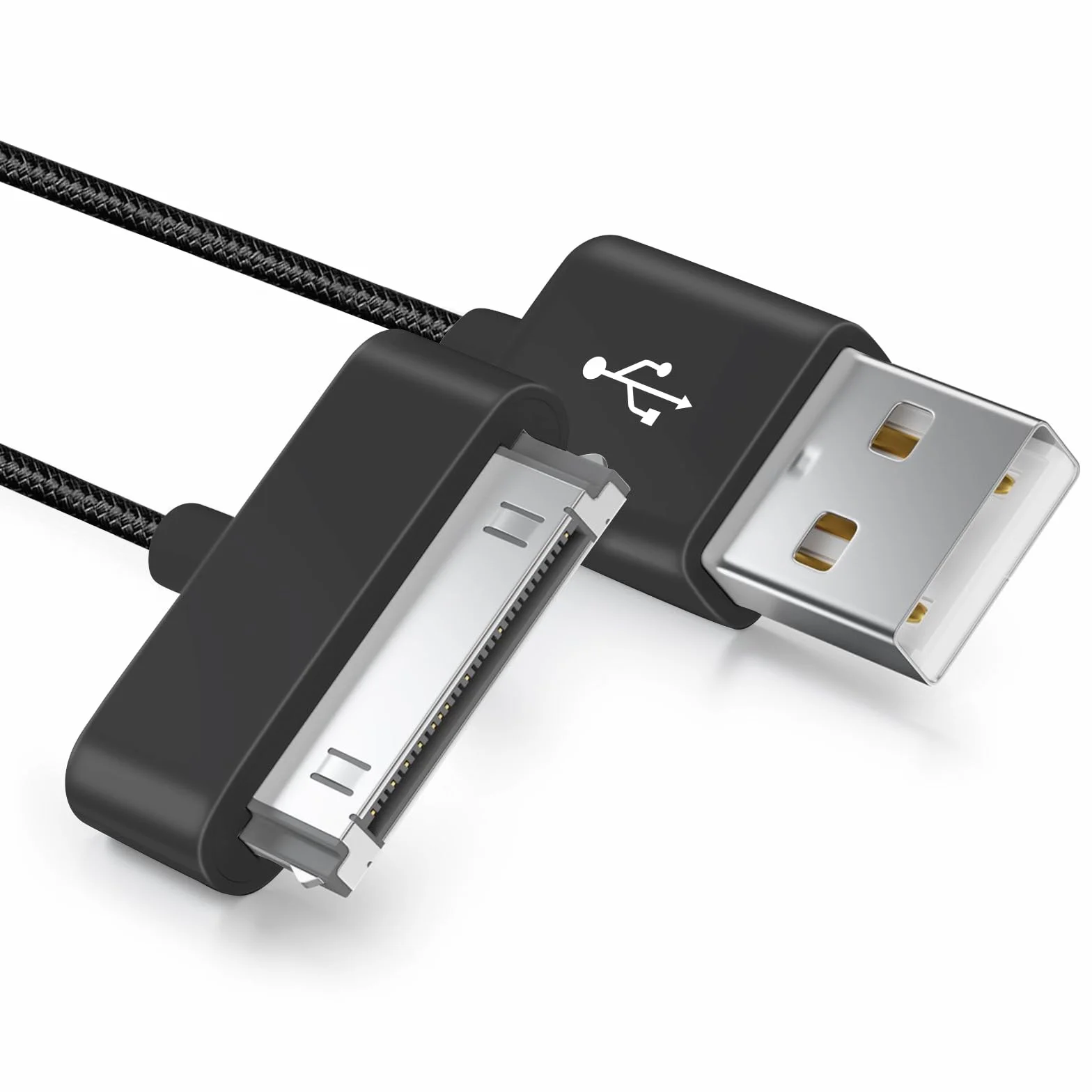 Kabel 30-pinowy o długości 200 cm, kompatybilny z iPhone 4s/4, iPhone 3G/3GS, iPad 1 2 3 i iPod, kabel USB do ładowania i synchronizacji, czarny