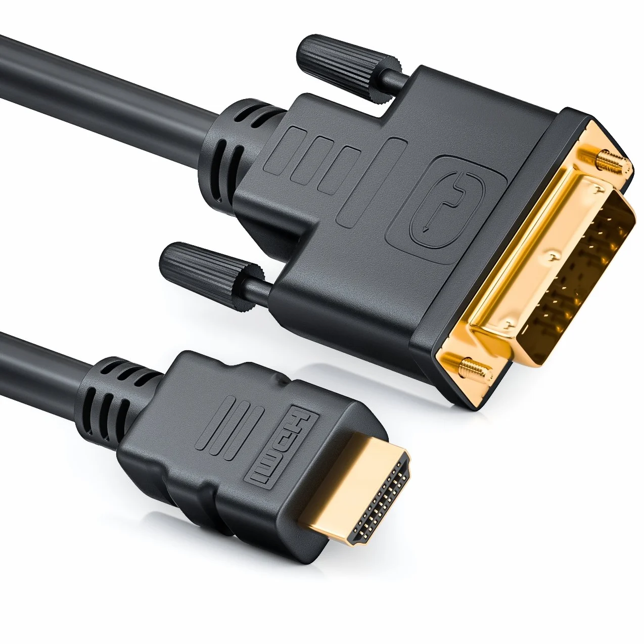 deleyCON 2m HDMI na DVI Kabel DVI-D DVI-I High Speed 3D Ready Kabel Adaptera 1080p FULL HD HDTV 3D Projektor Laptop Monitor TV - Czarny