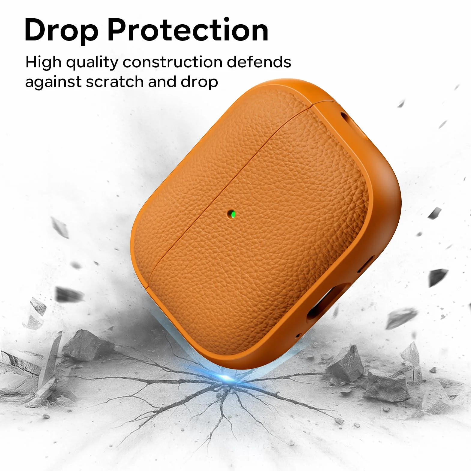 ACRONIX Etui na słuchawki AirPods Pro 3 2025, miękkie etui TPU do Apple AirPods Pro 3 z paskiem na rękę, skórzany design w dotyku, tekstura drzewa Airpods Pro 3 Case - pomarańczowe