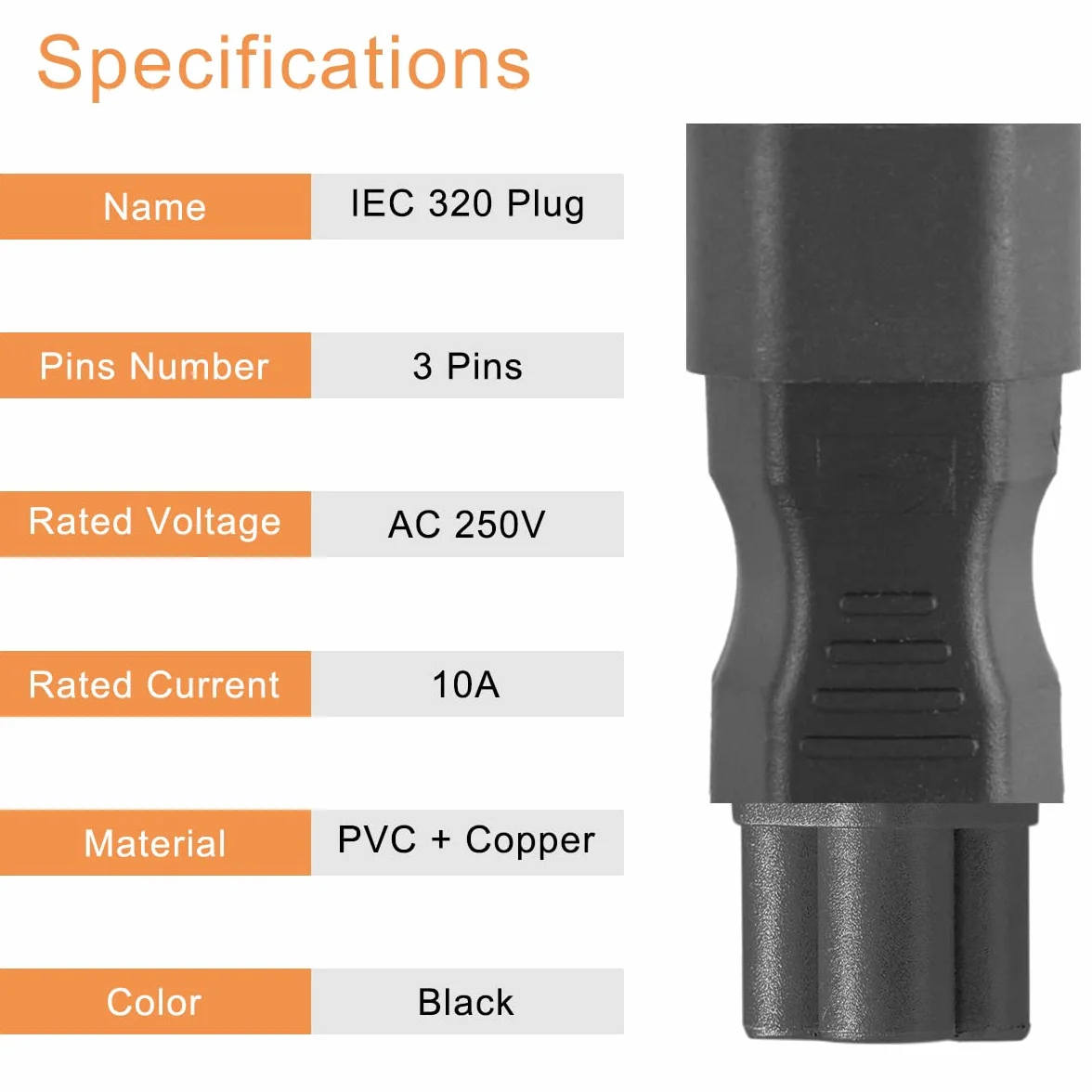 IEC C14/C13 do C5/C6 Cloverleaf zasilacz do Kettle, 3-pinowy męski żeński IEC320 AC 250 V 10 A konwerter gniazda wtykowego do monitora laptopa UPS, 2 szt
