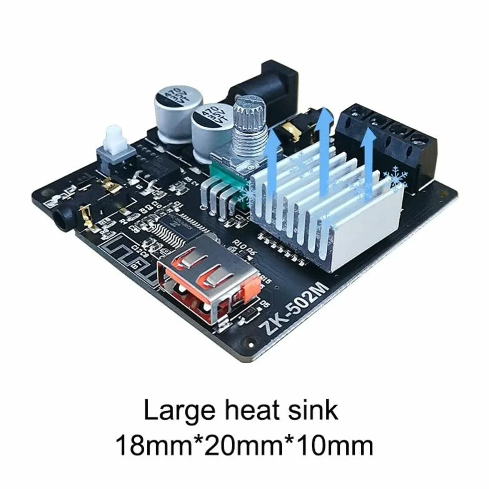 DollaTek ZK-502M Audio Mini 2.0 Stereo 50W+50W Bluetooth Digital Amplifier Module Home Cinema AUX USB