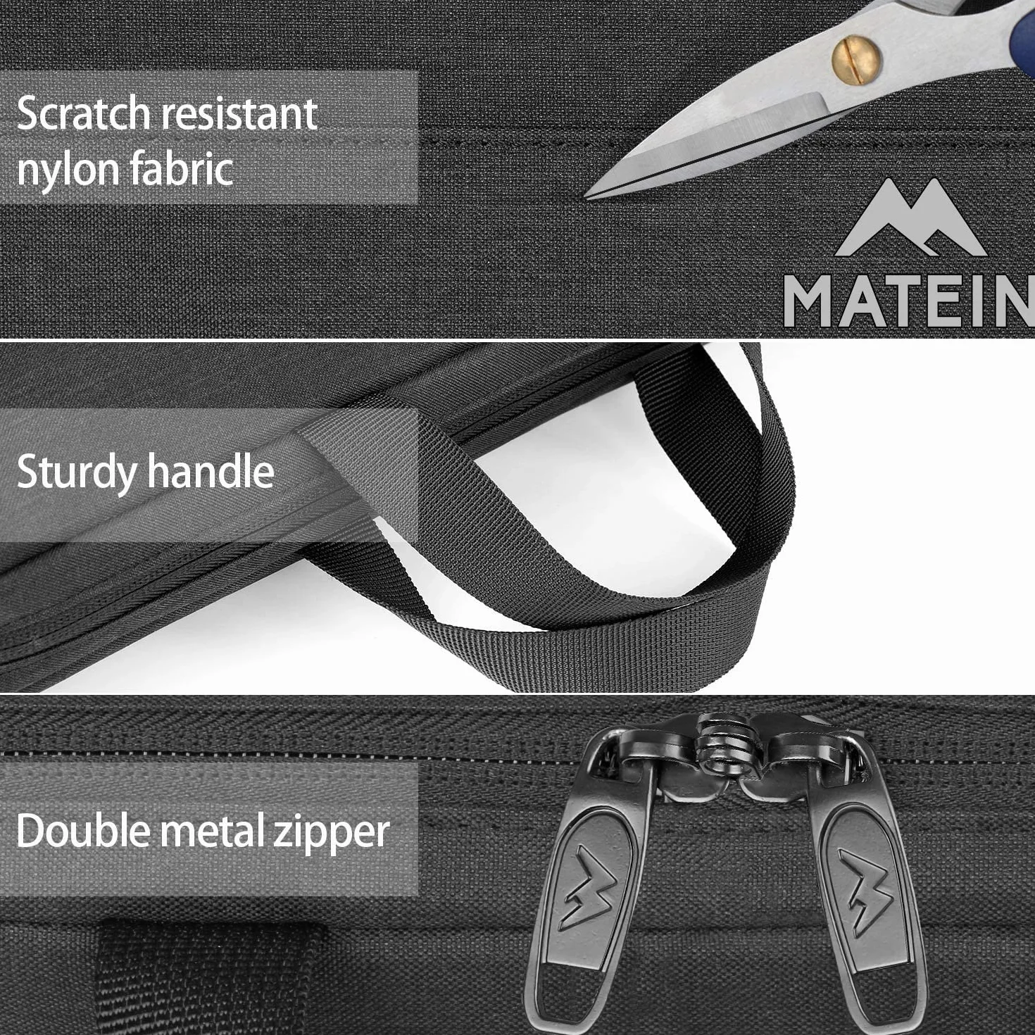 MATEIN Etui na laptopa 15,6 cala, etui na laptopa, wodoodporna torba na laptopa, etui ochronne z uchwytem, pokrowiec na laptopa Obudowa na notebooka 15-15 6 cali HP Lenovo Acer Chromebook Dell, czarny