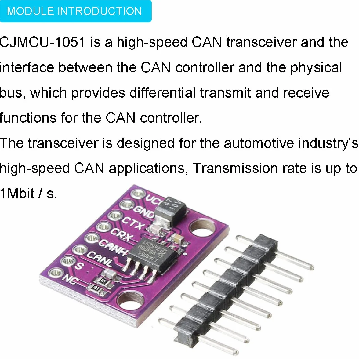 2 szt. 3 V ~ 5 V CJMCU-1051 TJA1051 CAN moduł nadajnika-odbiornika o wysokiej prędkości, niskie zużycie energii, 1 Mbit s z kablem DuPont do Arduino
