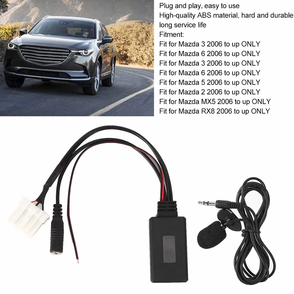 Bluetooth 5.0 Zestaw Mx5 Adapter Samochodowy Kabel Auxin Mikrofon Pasuje do Mazda 2 3 5 6 Rx8