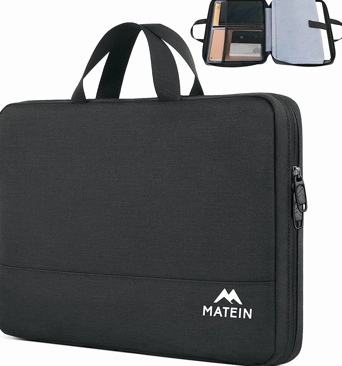 MATEIN Etui na laptopa 15,6 cala, etui na laptopa, wodoodporna torba na laptopa, etui ochronne z uchwytem, pokrowiec na laptopa Obudowa na notebooka 15-15 6 cali HP Lenovo Acer Chromebook Dell, czarny