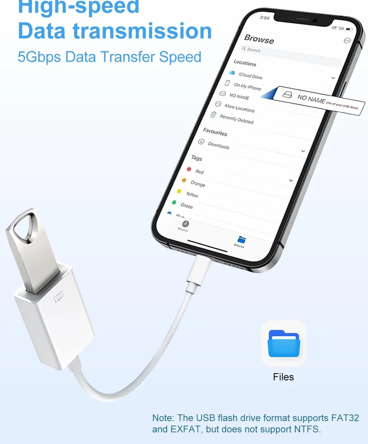 Adapter Lightning do USB,adapter iPhone do USB OTG [certyfikat MFi] Adapter USB Lightning do iPhone'a 14,13,12,X, iPada, adapter USB do iPada obsługa synchronizacji danych, czytnik kart pamięci, mysz