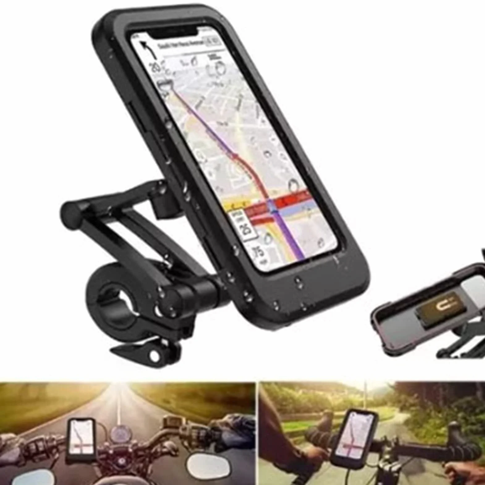 Motocyklowy uchwyt na telefon wodoodporny obrót 360° z ekranem dotykowym