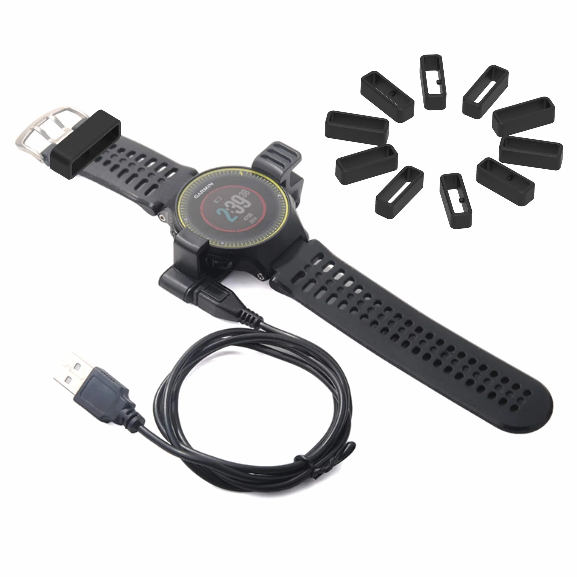 Silikonowe paski łączniki do Garmin Forerunner 945 230 235 620 630 735XT, Approach S20 S5 S6, Fenix 5 6 7, Epix 2, czarne