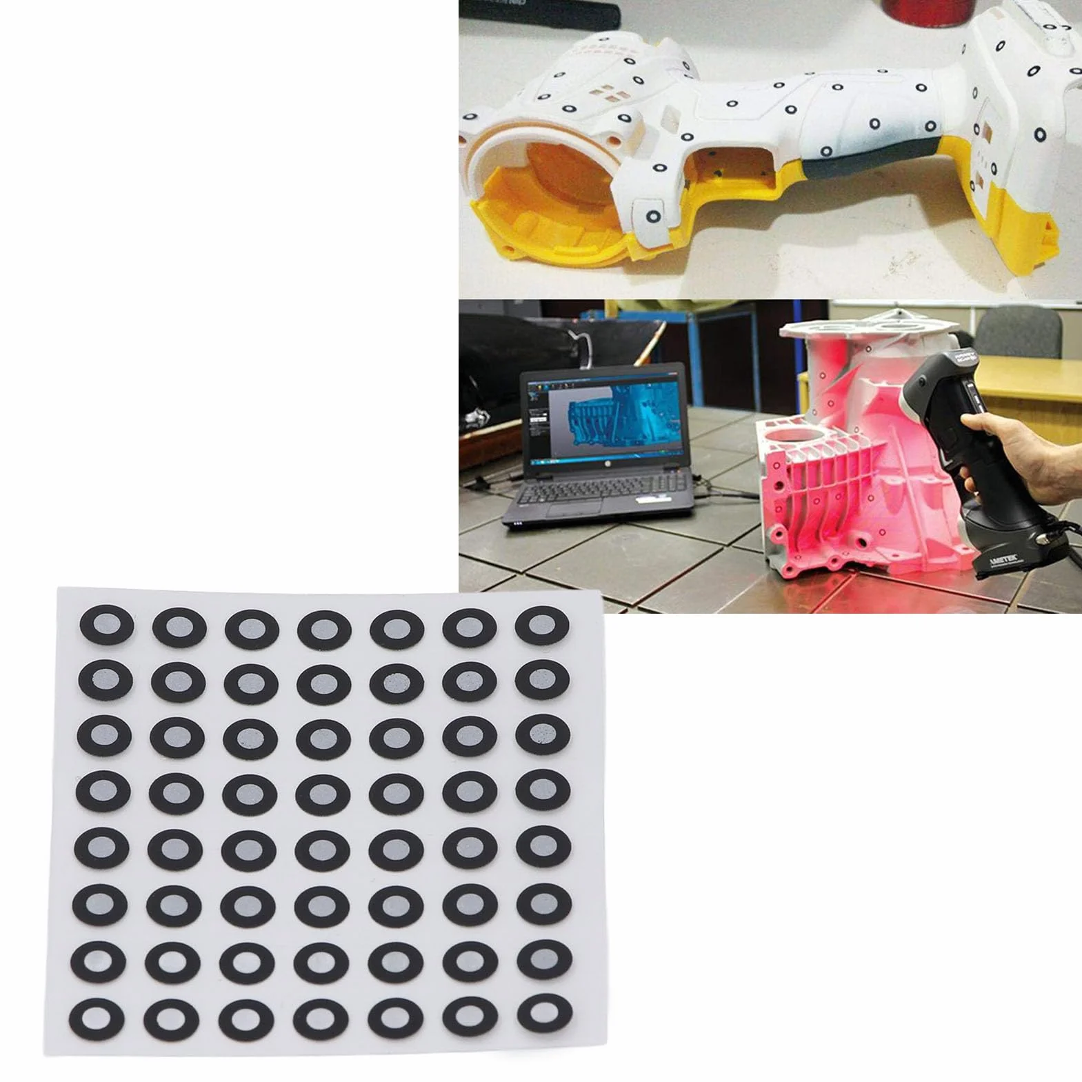 Markery do Skanowania 3D, 560 szt., Średnica Wewnętrzna 3mm, Zewnętrzna 6mm, Znaczniki Odbicia Rozproszonego do Skanera