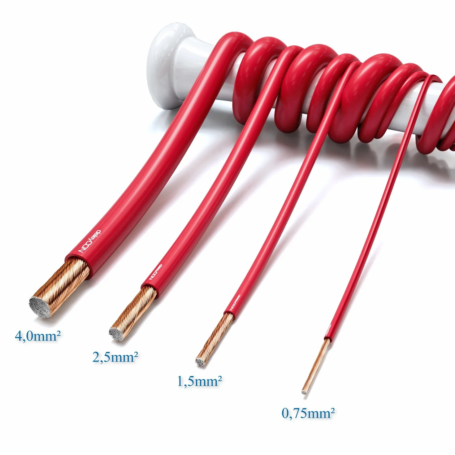 deleyCON 10m Kabel Głośnikowy 2x 2,5mm² Przewód Głośnikowy Aluminium Pokryte Miedzią CCA 2x50x0,25mm Lica Oznaczenie Biegunowości - Rot/schwarz