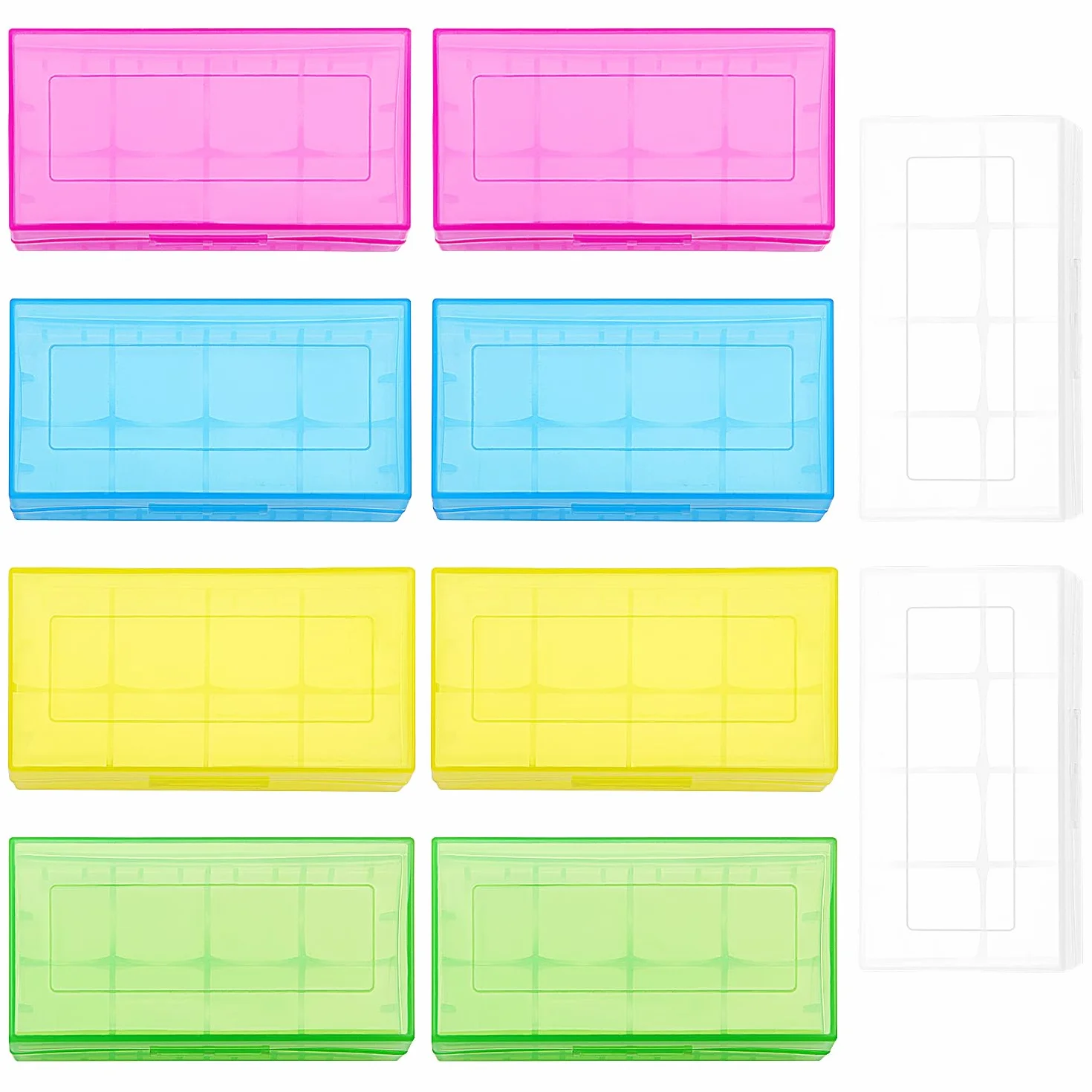 10 Sztuk 18650/16340/CR123A Plastikowy Pojemnik na Baterie, KUOQIY Cell Battery Storage Case Holder Box, Wielofunkcyjny Pojemnik na Baterie, dla Baterii 18650 CR123A 16340 (5 Kolorów)