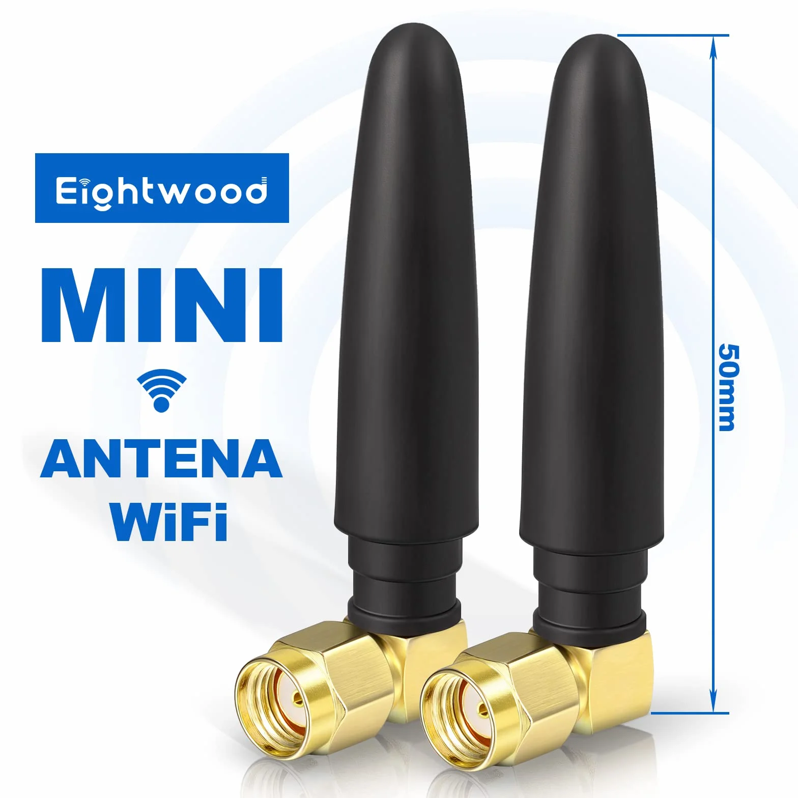 Eightwood Wielokierunkowa antena WiFi lekka mała 2,4G 5G 5,8G kąt prosty RP SMA męski do komputera adapter USB router bezprzewodowa kamera cofania FPV