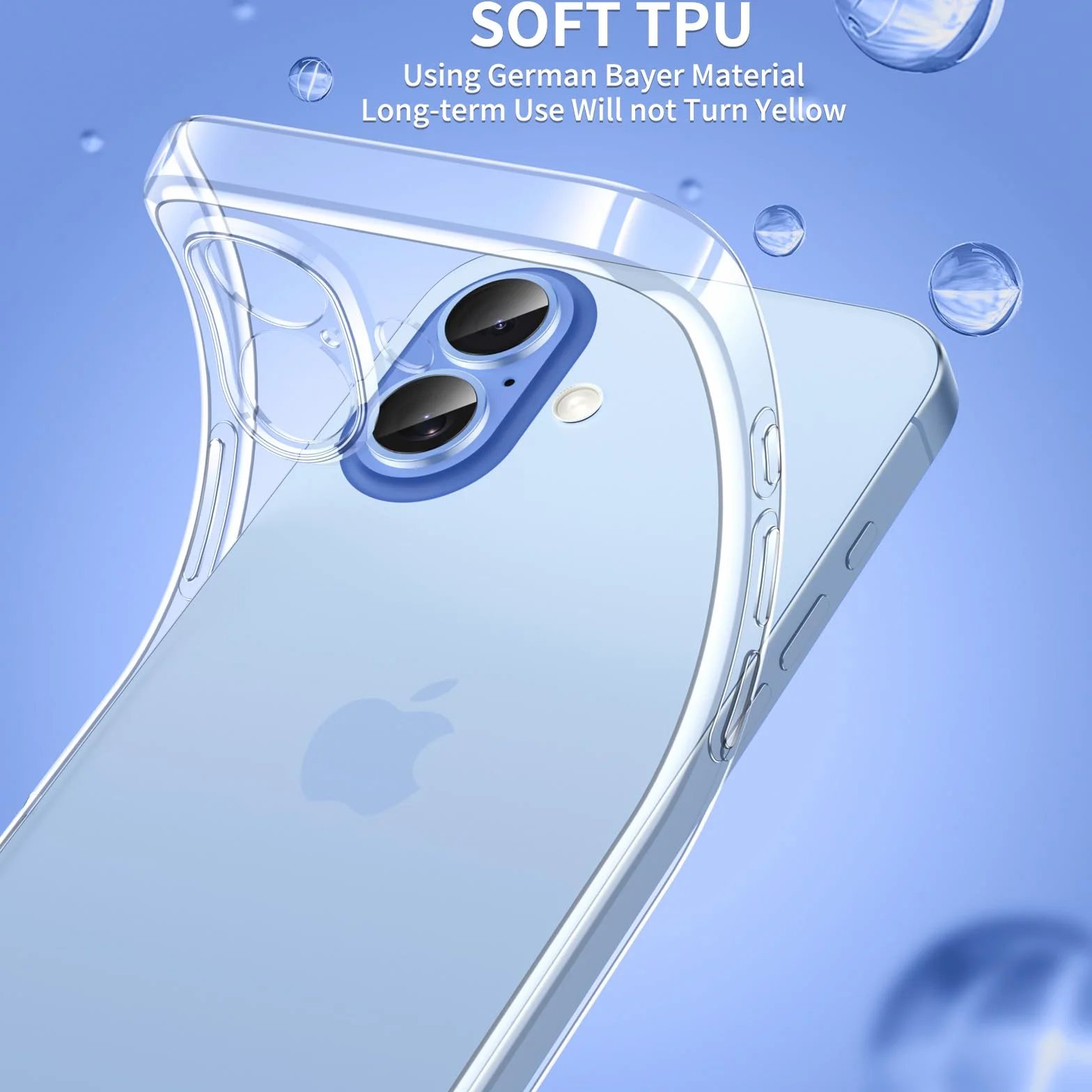 Phoona Etui ochronne na iPhone 17 z 2 szkłami hartowanymi, przezroczyste silikonowe TPU Anti-Shock & Anti-Scratch