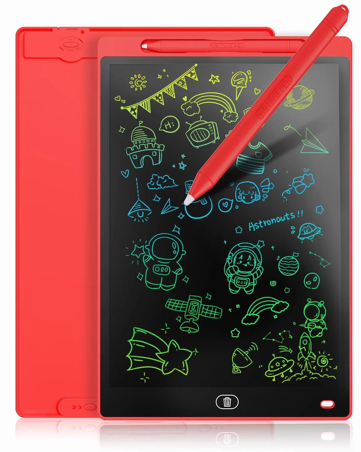 Genialba Tablet LCD do Pisania 12 Cali Kolorowy Tablet Elektroniczny Ekran do Rysowania Zabawka Edukacyjna Prezent dla 2 3 4 5 lat Chłopcy Dziewczęta Boże Narodzenie Urodziny (Czerwony)