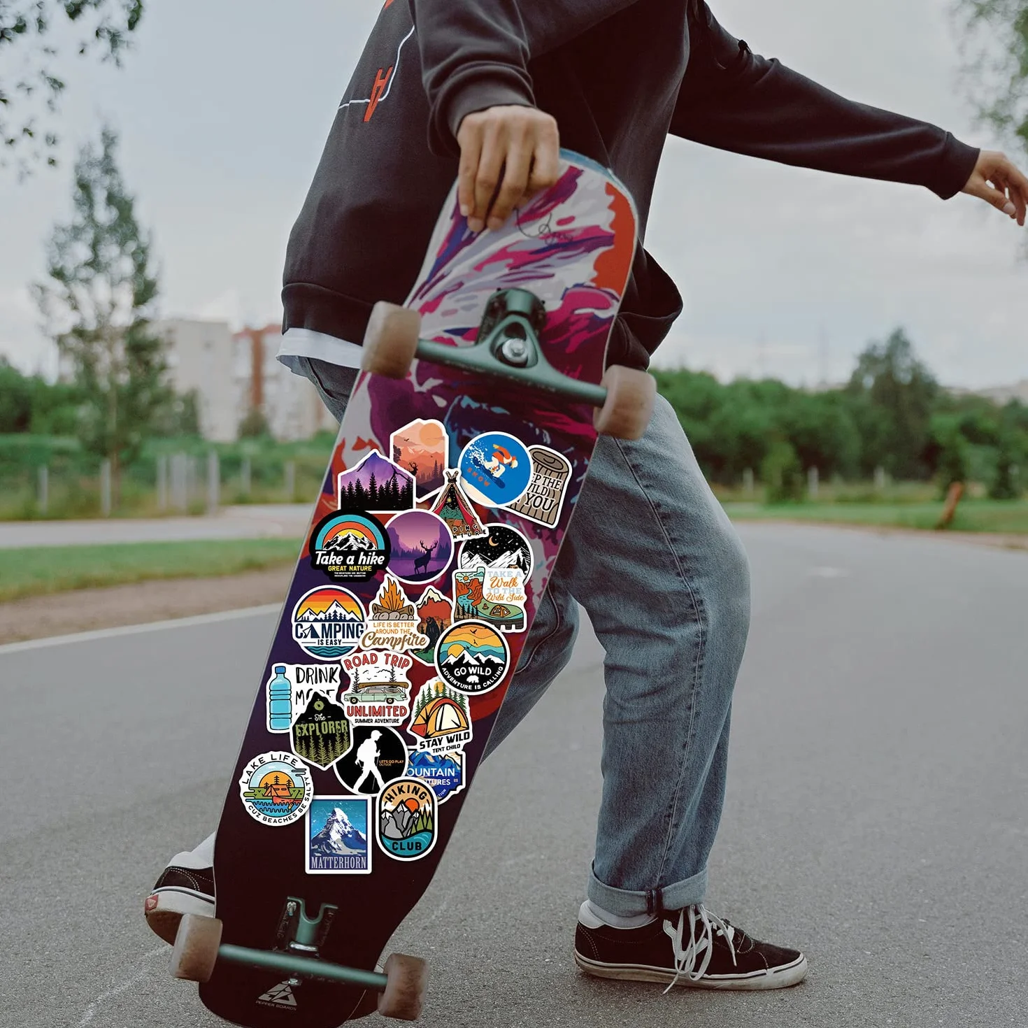 Winylowe naklejki wodoodporne 100 sztuk vintage podróże kamping