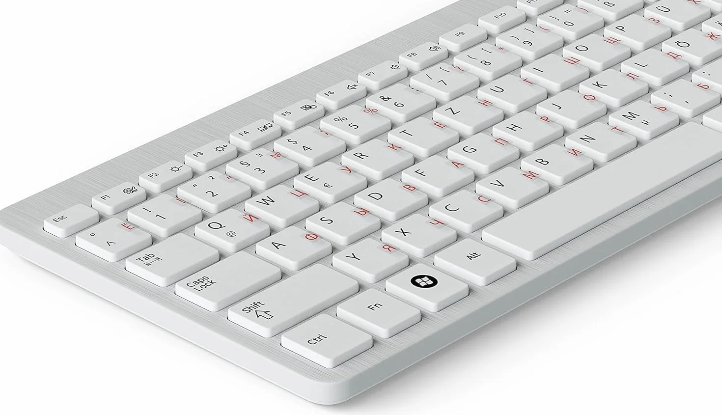 Naklejki na klawiaturę rosyjskie ukraińskie przezroczyste laminowane matowe 5x6mm czerwony