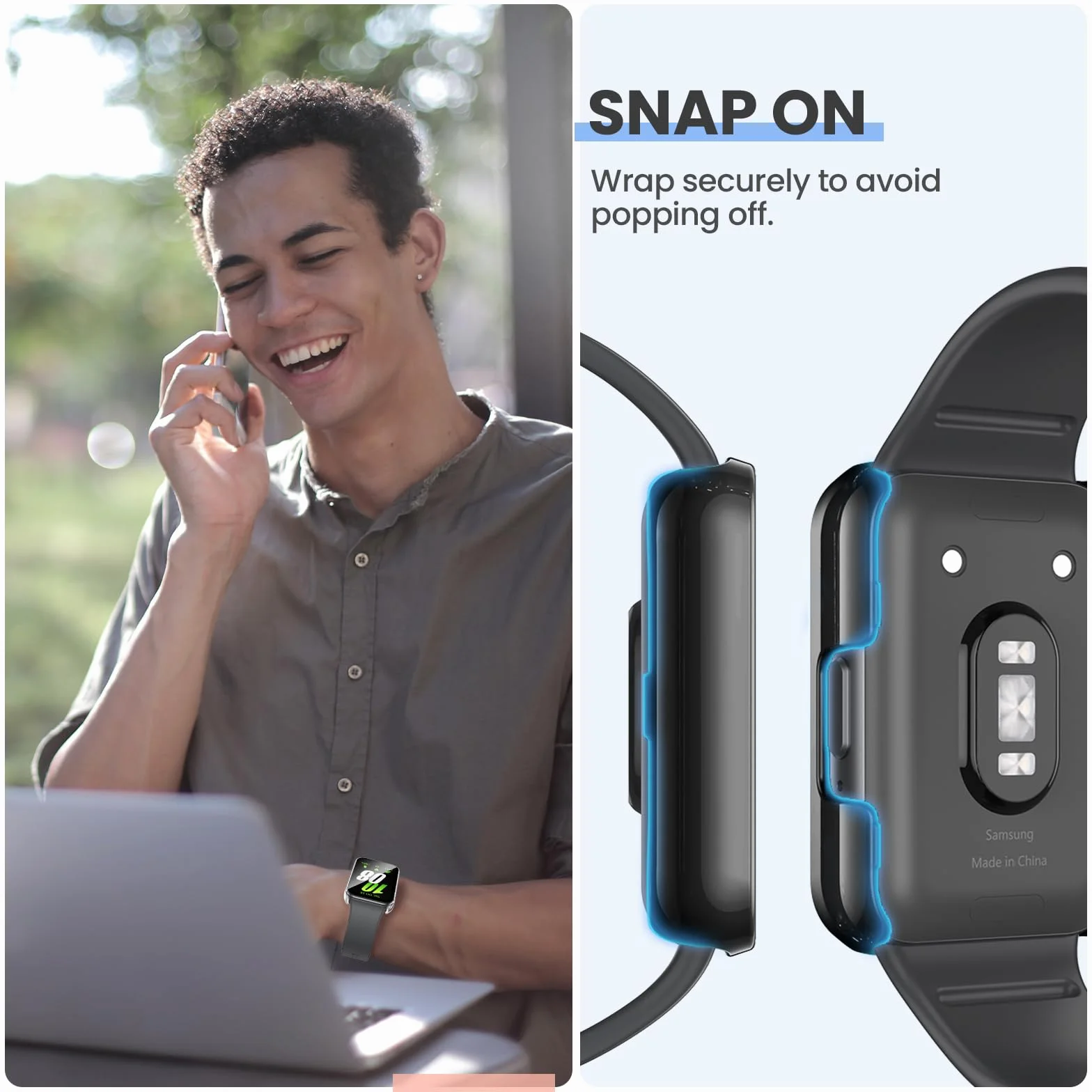 Kamita Etui ochronne na ekran do Samsung Galaxy Watch Fit 3 z folią ze szkła hartowanego, twarde etui z poliwęglanu odporne na zarysowania etui ochronne (przezroczyste + czarne + białe)