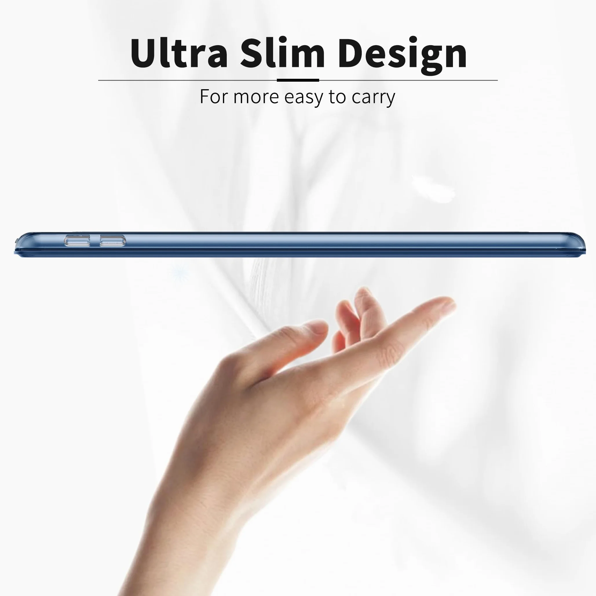 EasyAcc Etui kompatybilne z iPadem 9. generacji 8/7. generacji, ultra cienki futerał Smart Cover PU ochraniacz z iPadem 10.2 2021 2020 2019, granatowy