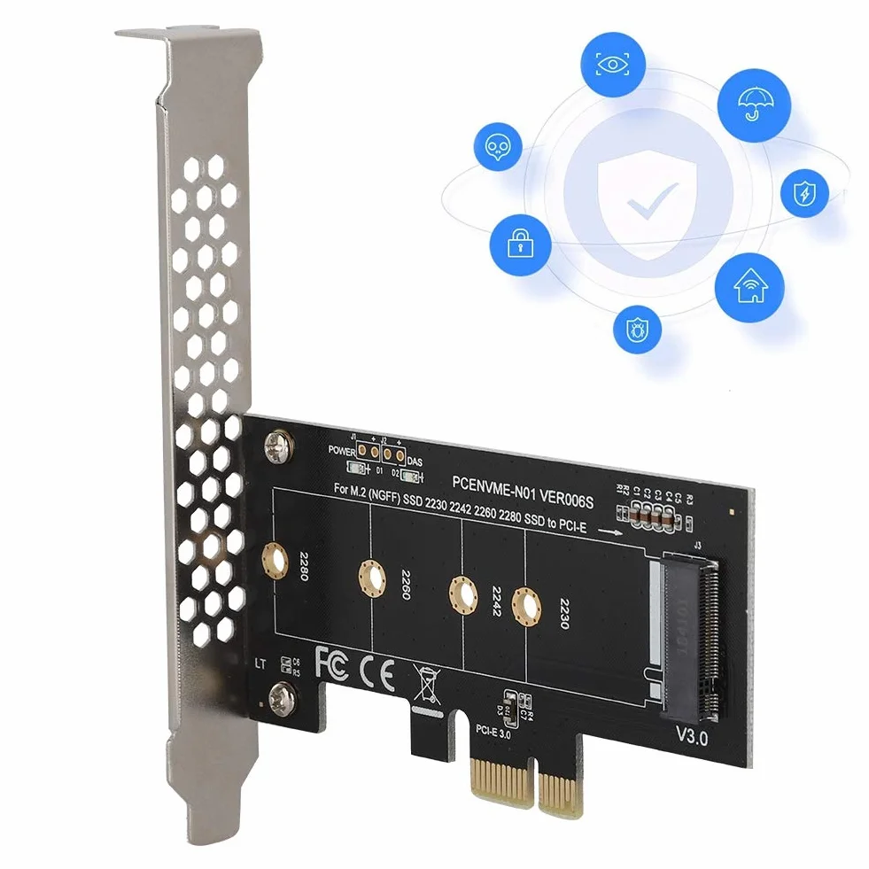 Tangxi Adapter M.2 PCIe PCI-E, karta rozszerzeń M.2 na PCI-E3.0 X1, M2 SSD NGFF NVME (klucz m) do PCIe 3.0 x 1 adapter z niskoprofilowym uchwytem do gniazda PCI Express