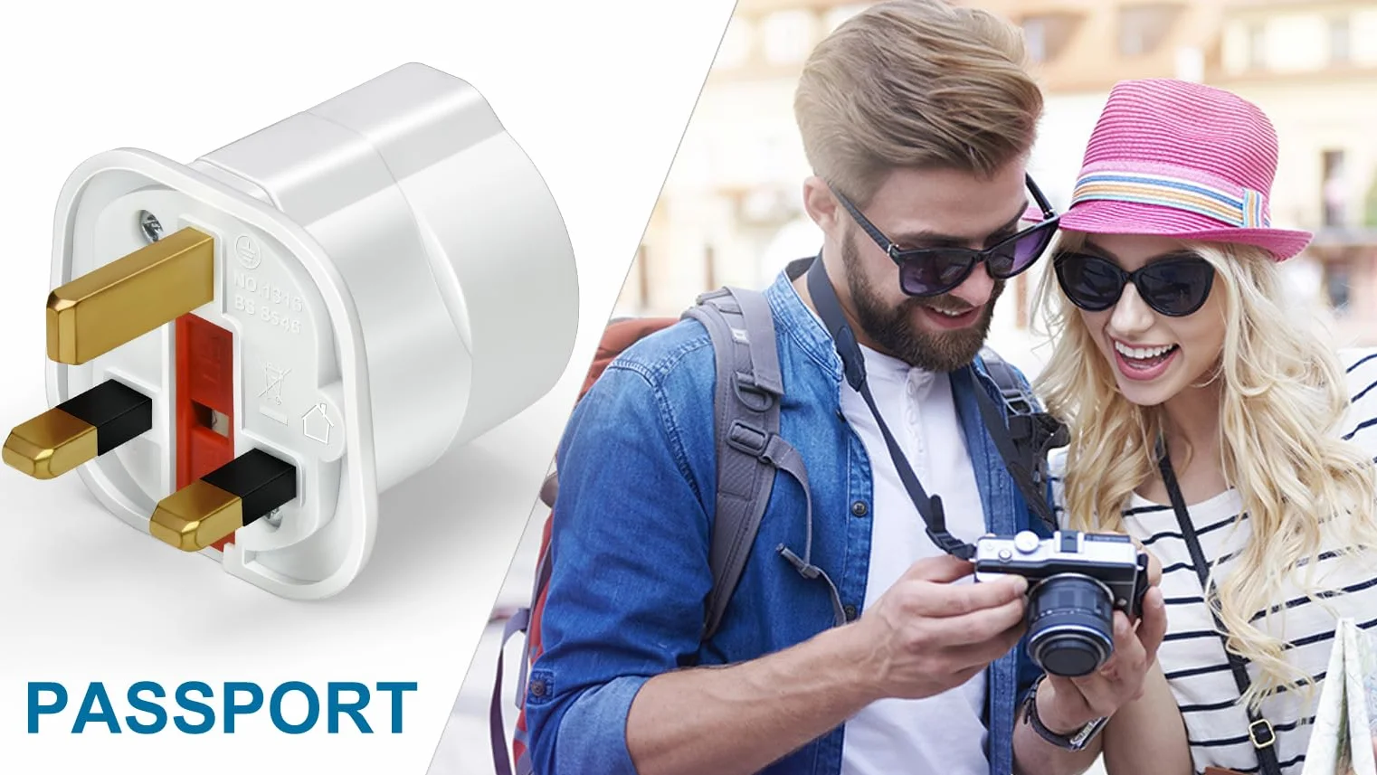 VGUARD UK Adapter podróżny, 3 sztuki w zestawie, wtyczka angielska, niemiecka, zasilacz podróżny, wtyczka Schuko EU do gniazda brytyjskiego, biały