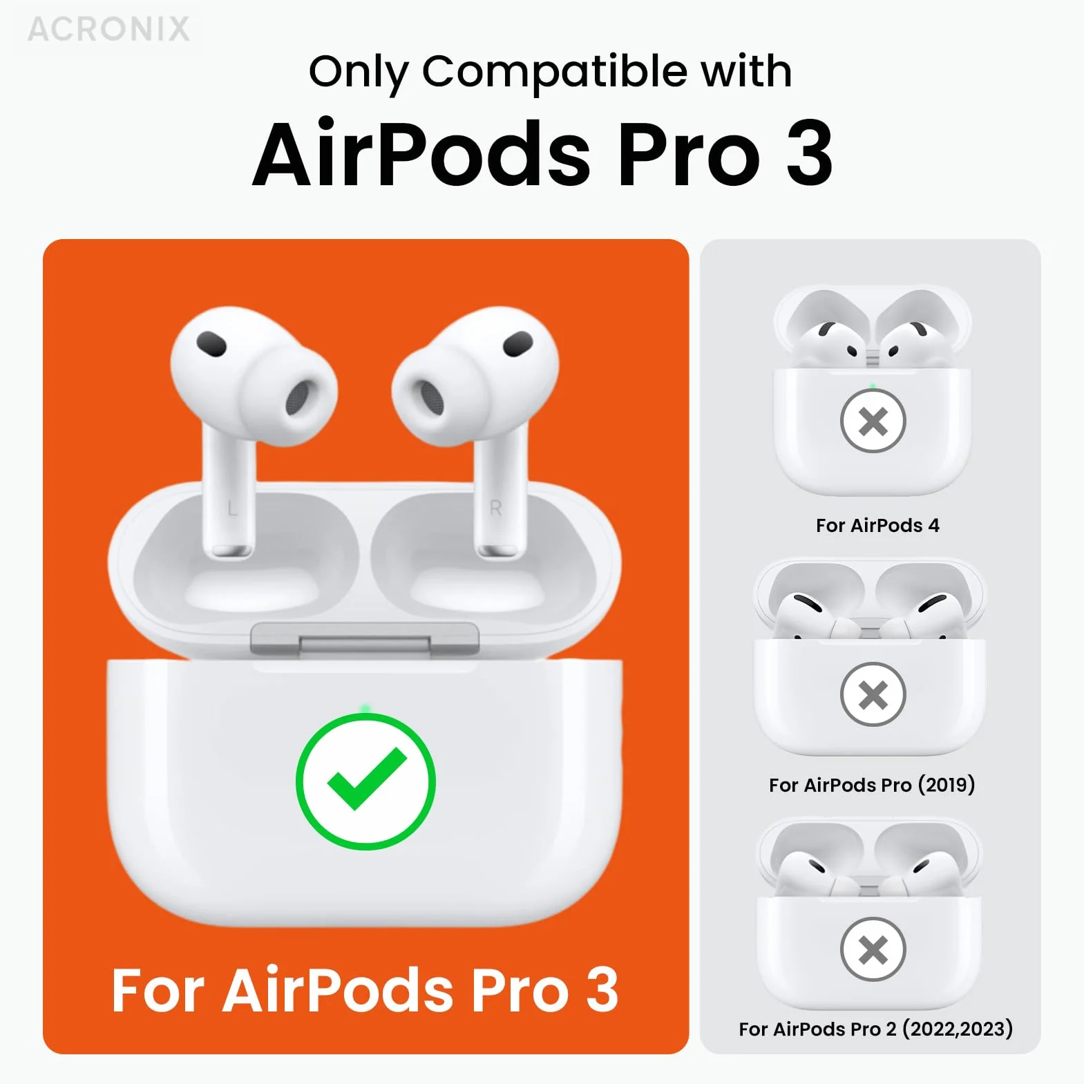 ACRONIX Etui na słuchawki AirPods Pro 3 2025, miękkie etui TPU do Apple AirPods Pro 3 z paskiem na rękę, skórzany design w dotyku, tekstura drzewa Airpods Pro 3 Case - pomarańczowe