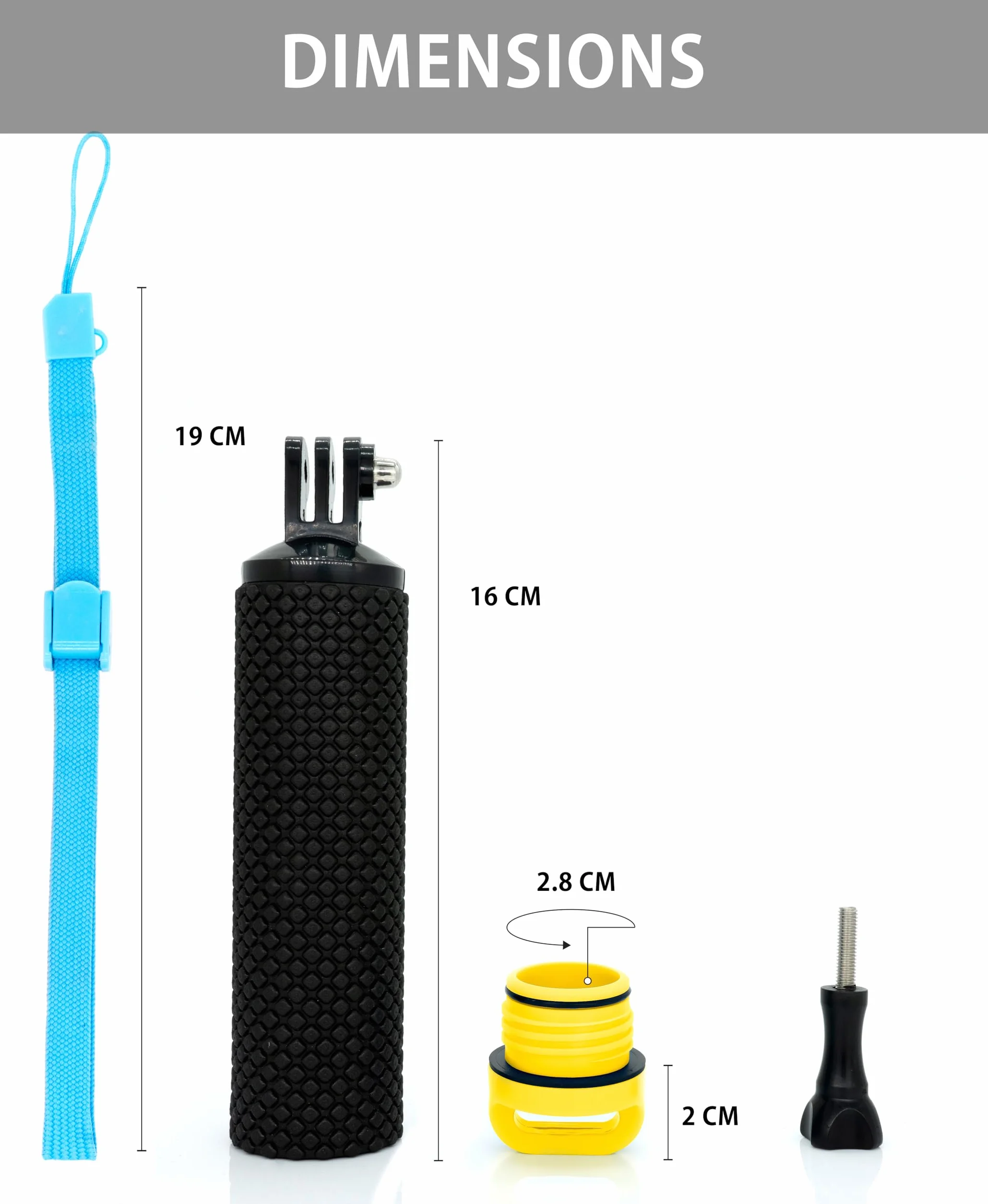 MyGadget Pływający uchwyt wodoodporny słupek pływakowy antypoślizgową rączką kompatybilny GoPro Hero 10 9 8 7 Xiaomi Yi Insta360 żółty