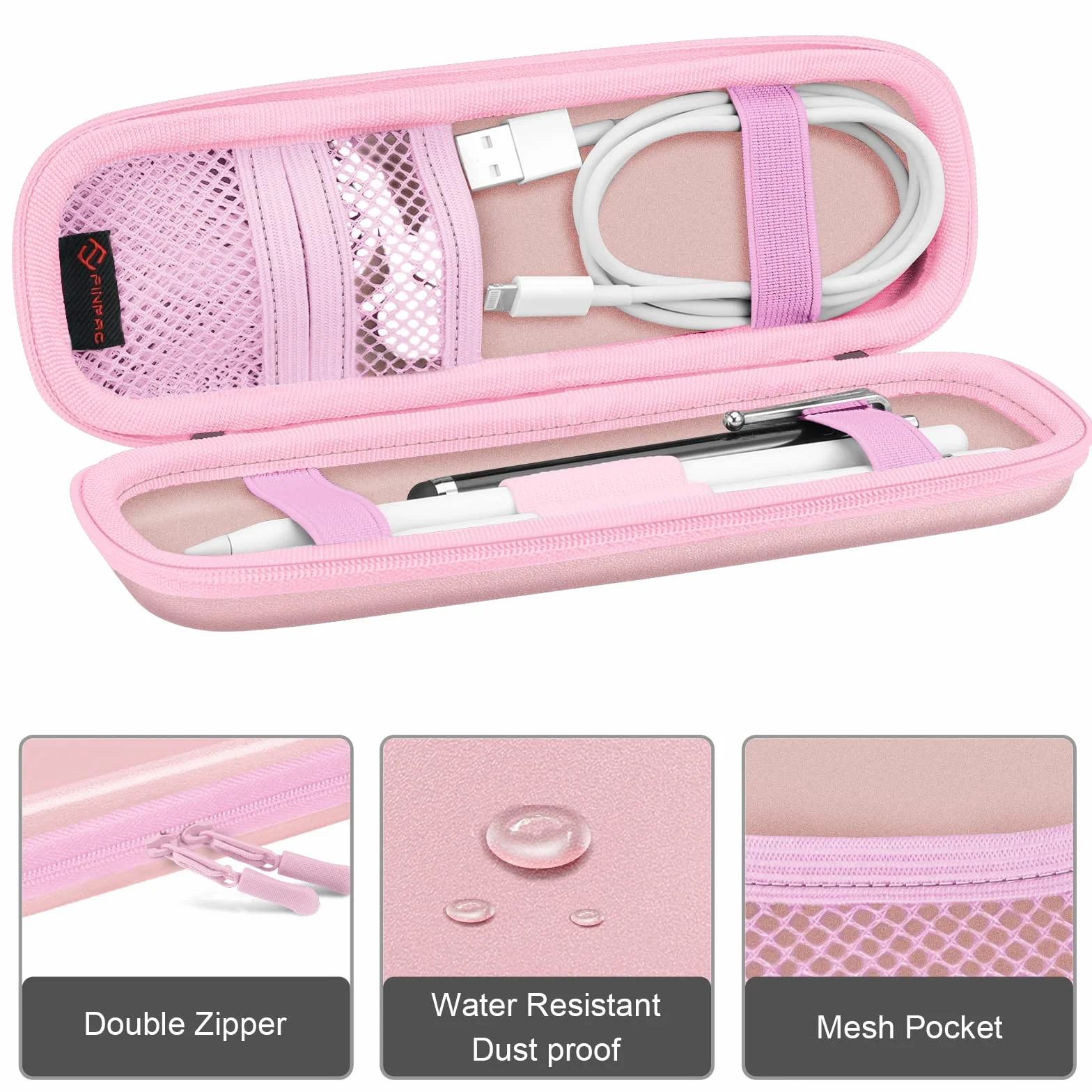 FINTIE Etui kompatybilne z Apple Pencil Pro/Pencil (USB-C)/Pencil (2. / 1. generacji) – etui ochronne na rysik S/Surface Pen, Różowe złoto, Nowoczesny