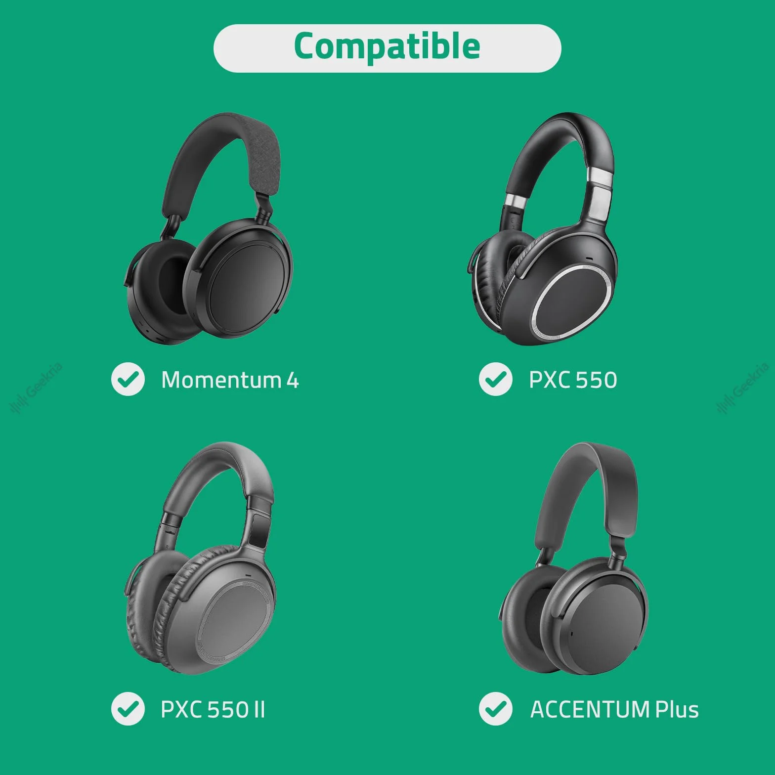 Kabel audio Geekria kompatybilny z Sennheiser Momentum 4, PXC 550, PXC 550 II, ACCENTUM Plus – zamienny kabel stereo 2,5 mm na 3,5 mm (5,6 ft/1,7 m)