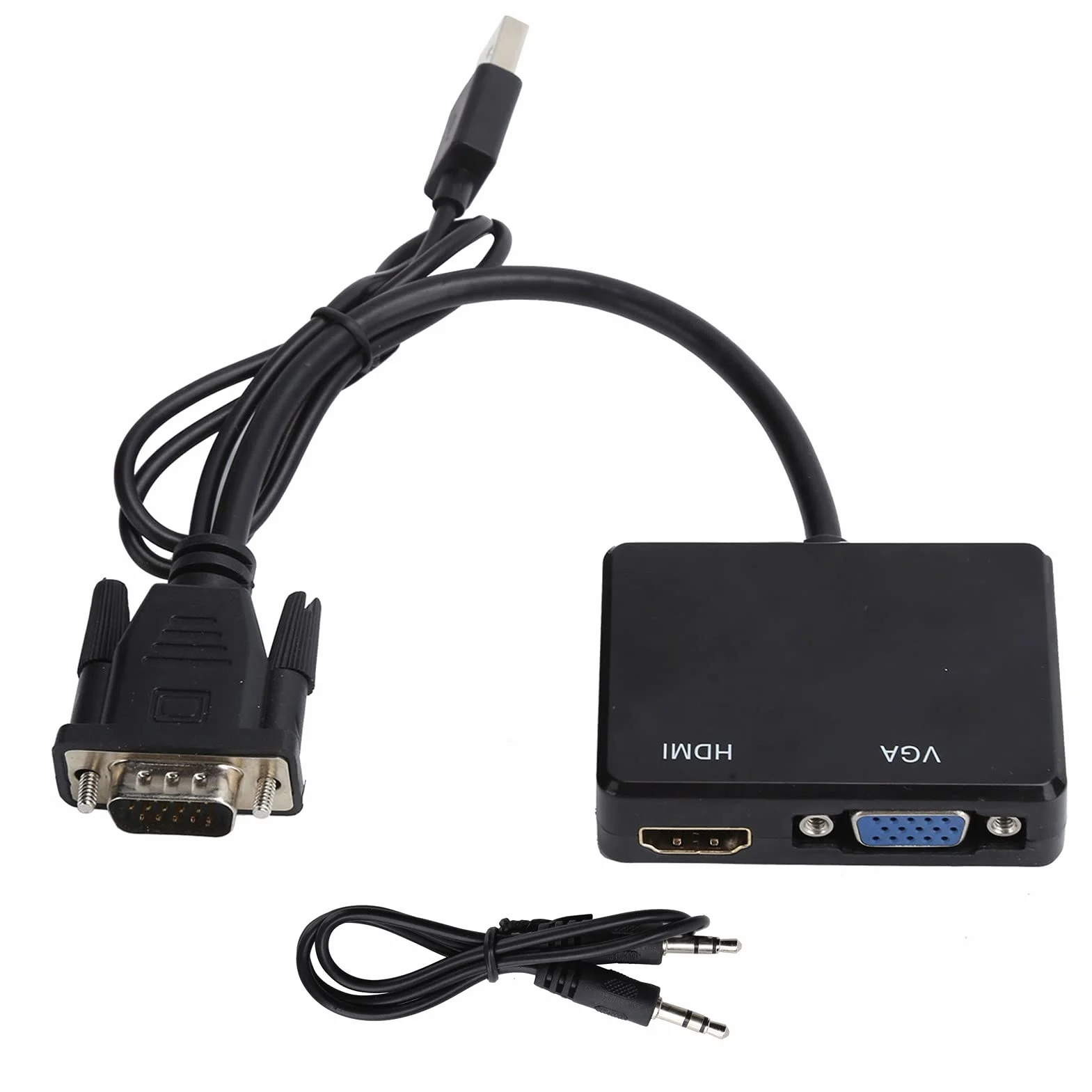 Kabel VGA na HDMI, Przejściówka z Dźwiękiem do Podłączenia Starego Komputera, Laptopa do Nowego Monitora, Wyświetlacza, Telewizora HD (Czarny)